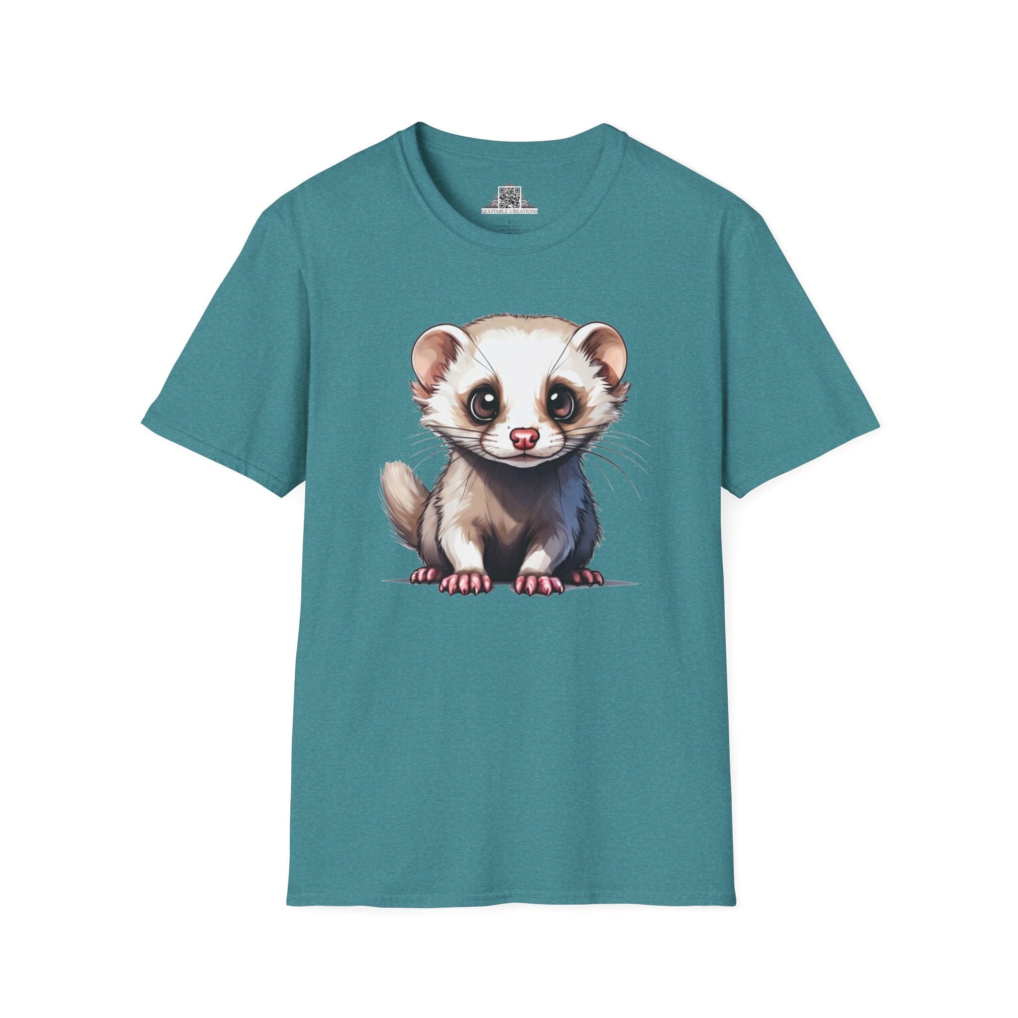 Printify T-Shirt S / Heather Galapagos Blue T-Shirt - Baby Ferret - Hyper Cute