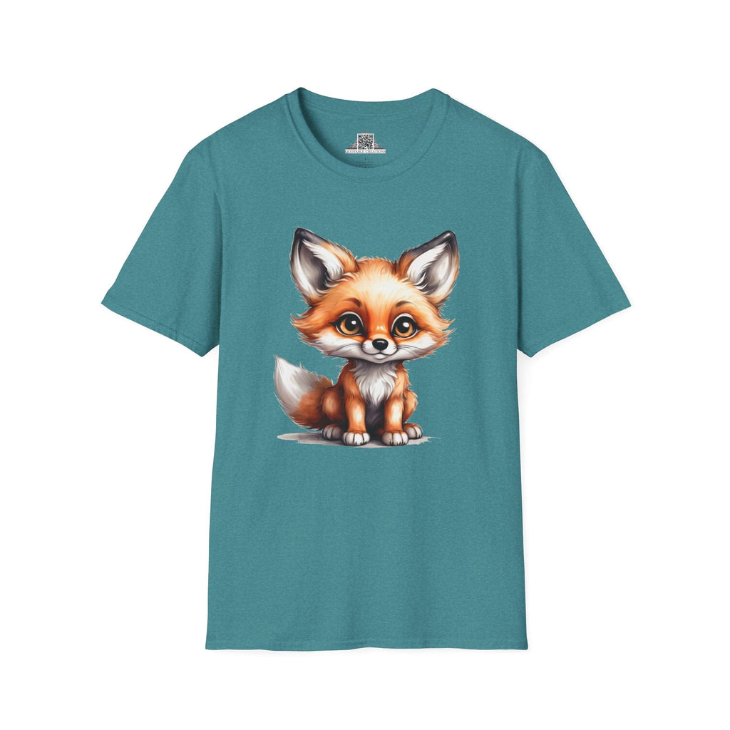 Printify T-Shirt S / Heather Galapagos Blue T-Shirt - Baby Fox - Hyper Cute
