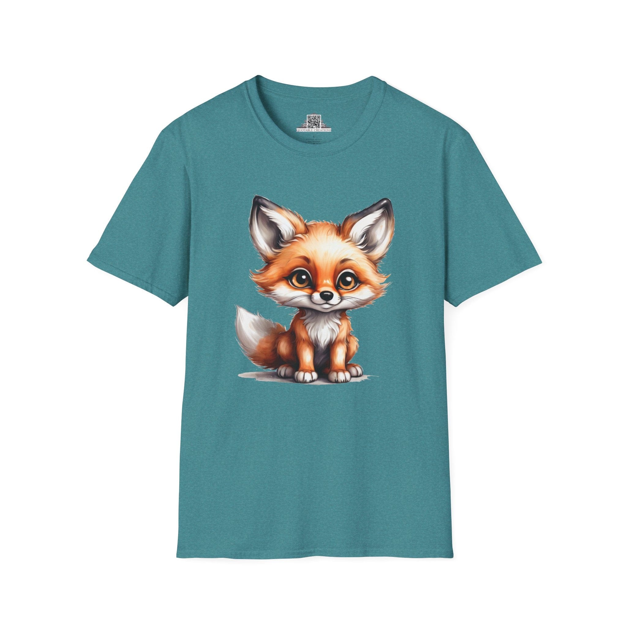 Printify T-Shirt S / Heather Galapagos Blue T-Shirt - Baby Fox - Hyper Cute