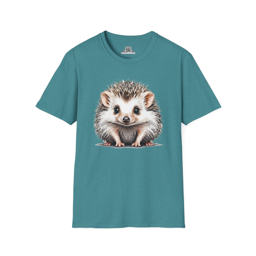 Printify T-Shirt S / Heather Galapagos Blue T-Shirt - Baby Hedgehog - Hyper Cute