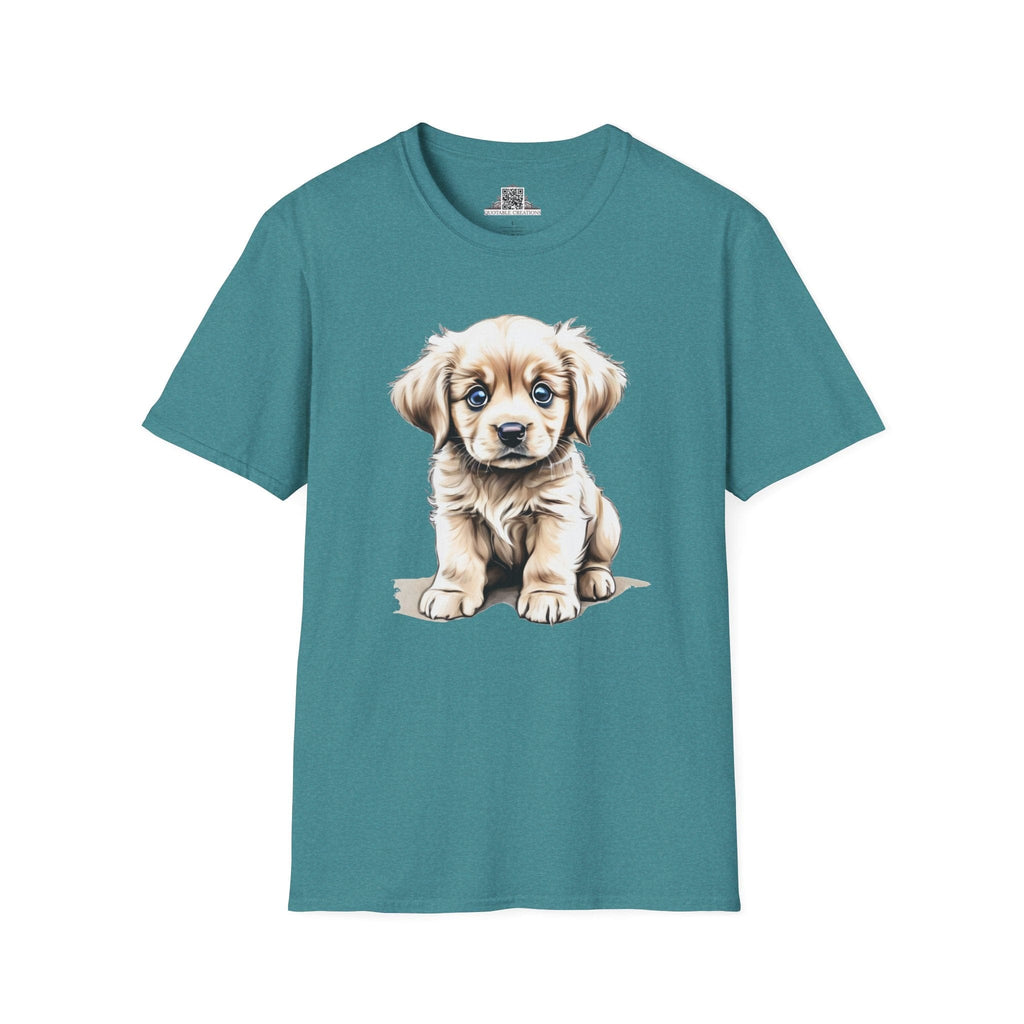 Printify T-Shirt S / Heather Galapagos Blue T-Shirt - Baby Puppy - Hyper Cute