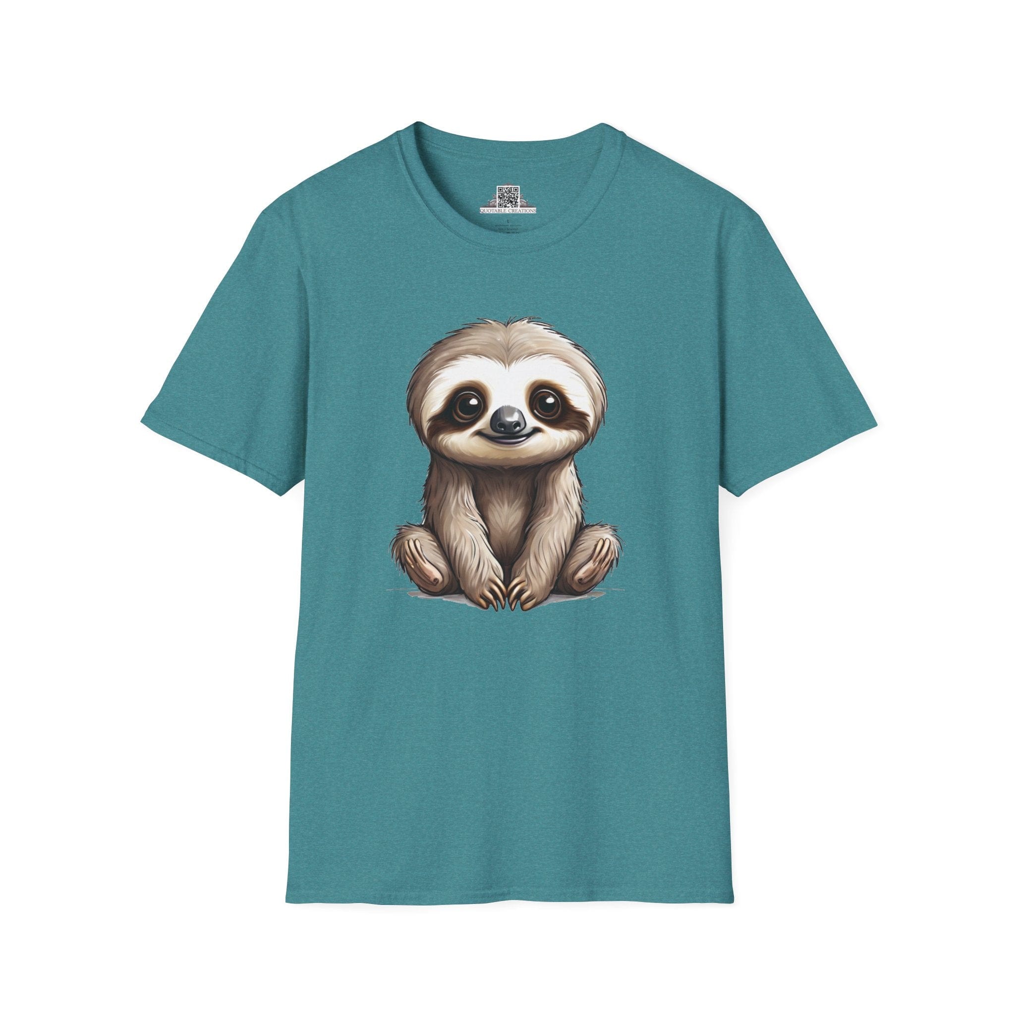 Printify T-Shirt S / Heather Galapagos Blue T-Shirt - Baby Sloth - Hyper Cute