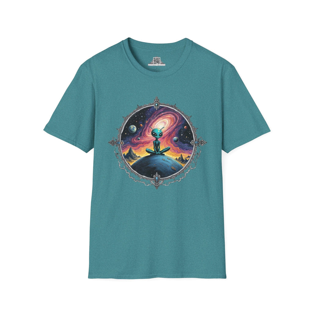 Printify T-Shirt S / Heather Galapagos Blue T-Shirt - Exploring the Cosmos, One Planet at a Time! - Alien & Space