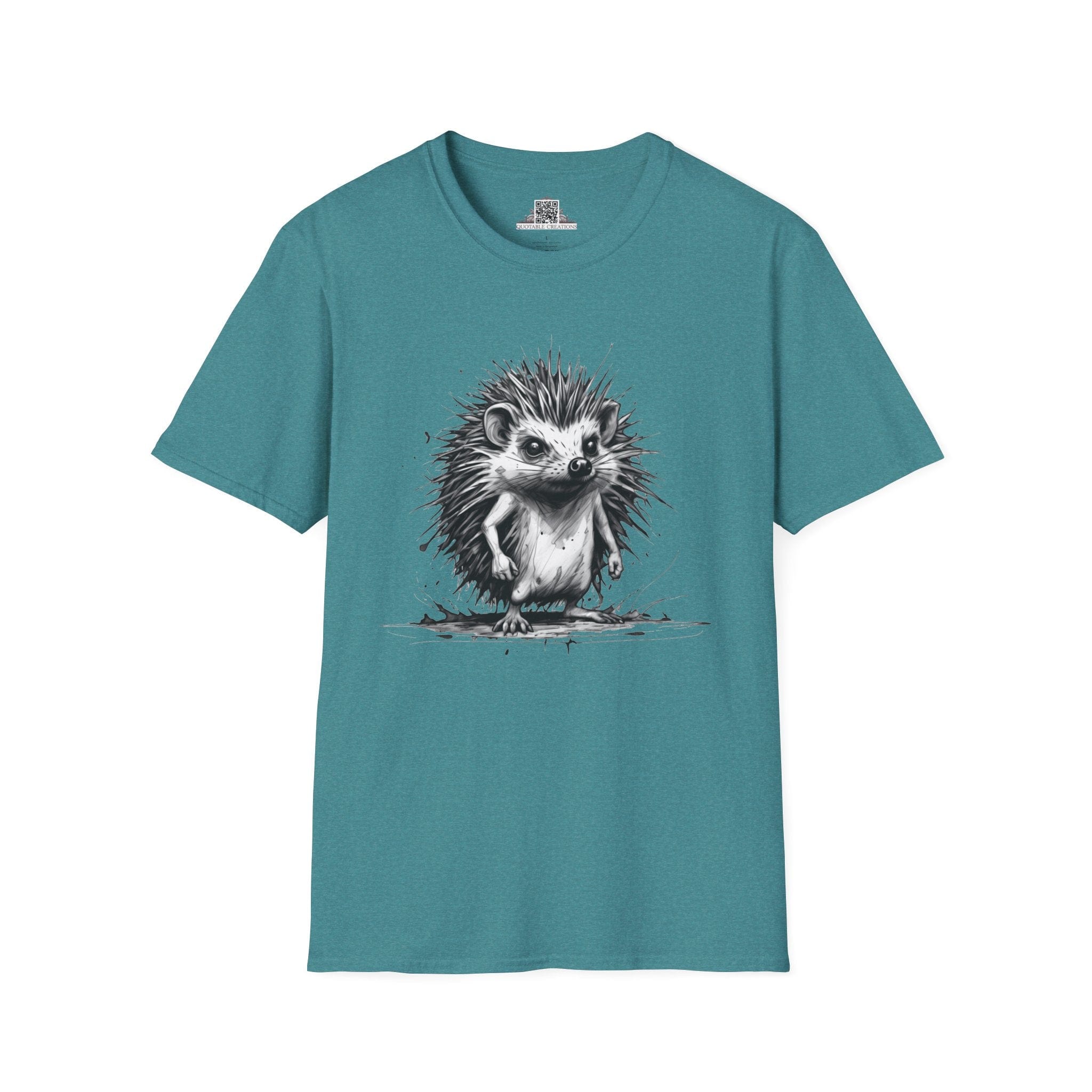 Printify T-Shirt S / Heather Galapagos Blue T-Shirt - I'm Fine Hedgehog - Everything's Fine