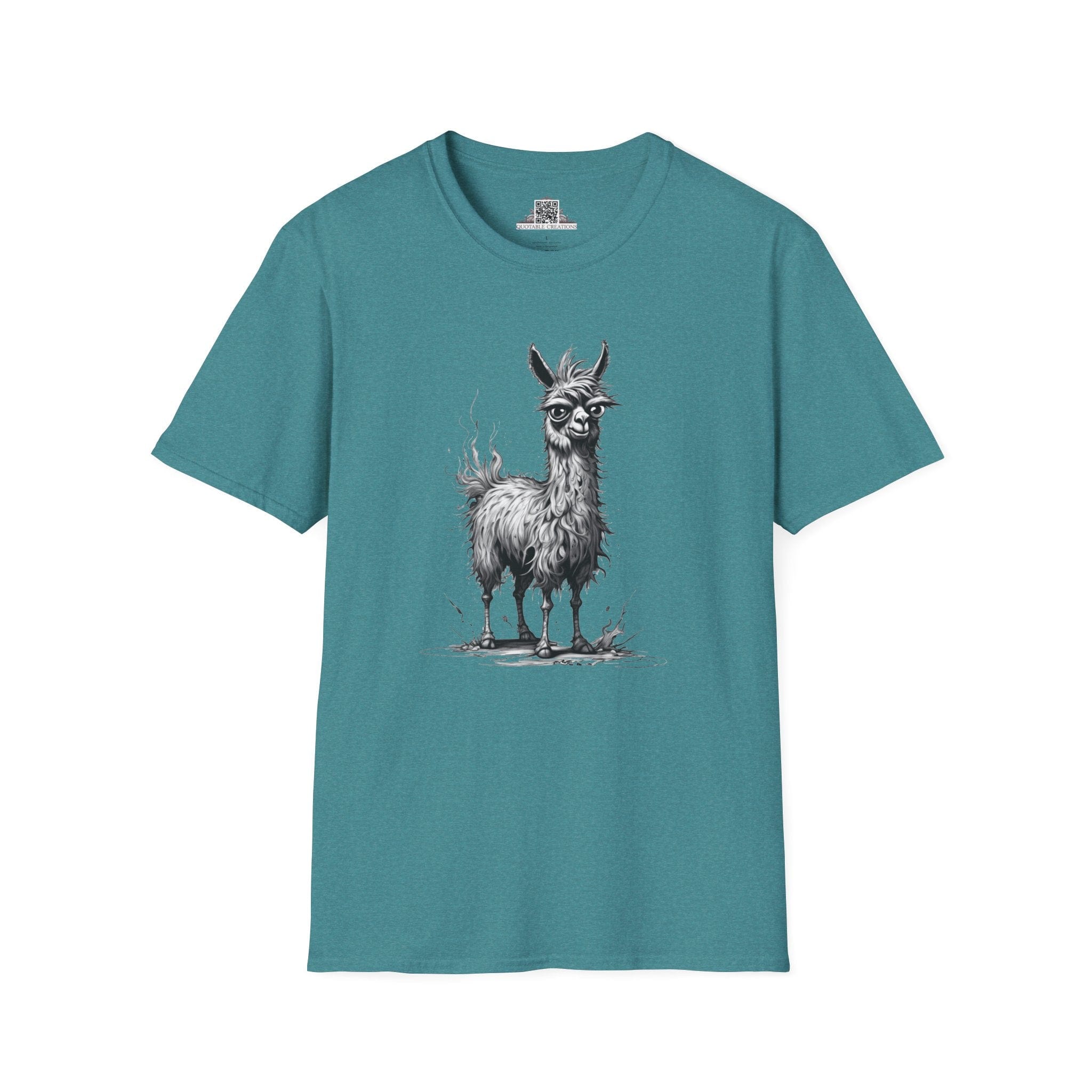 Printify T-Shirt S / Heather Galapagos Blue T-Shirt - I'm Fine Llama- Everything's Fine