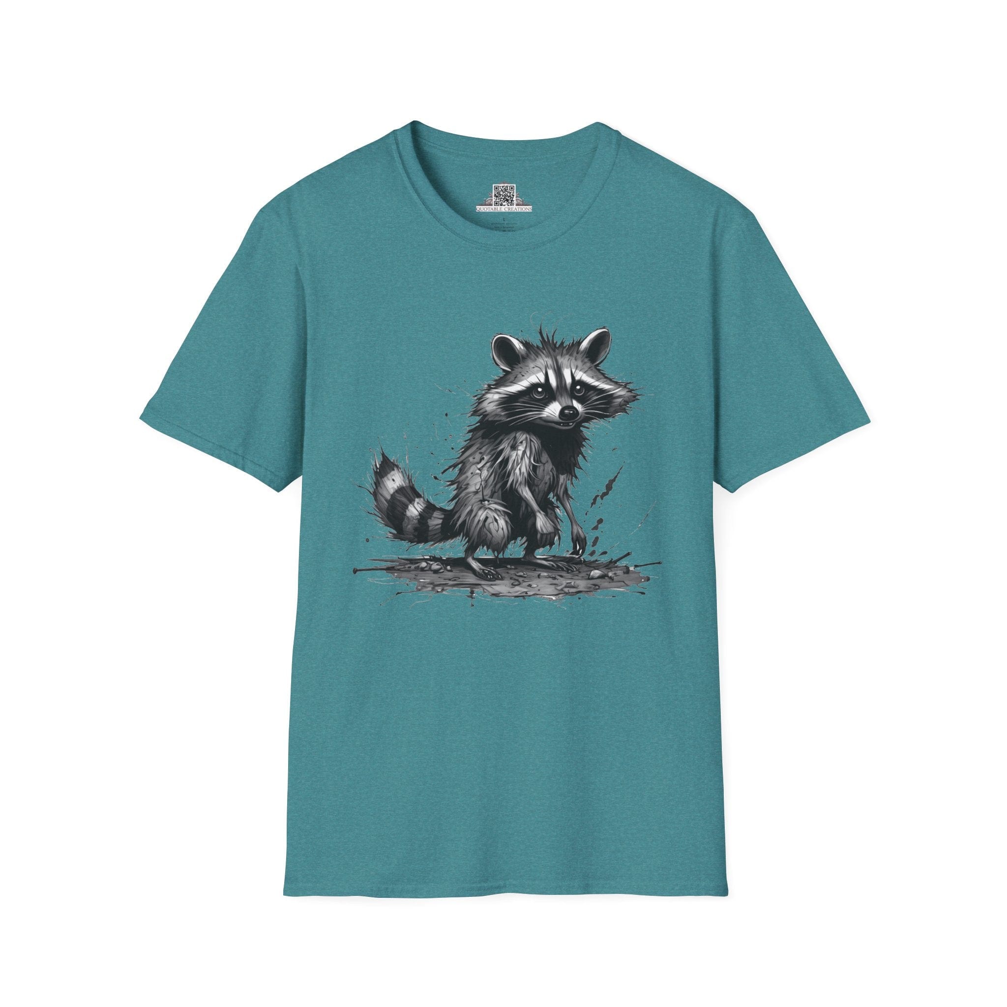 Printify T-Shirt S / Heather Galapagos Blue T-Shirt - I'm Fine Raccoon - Everything's Fine