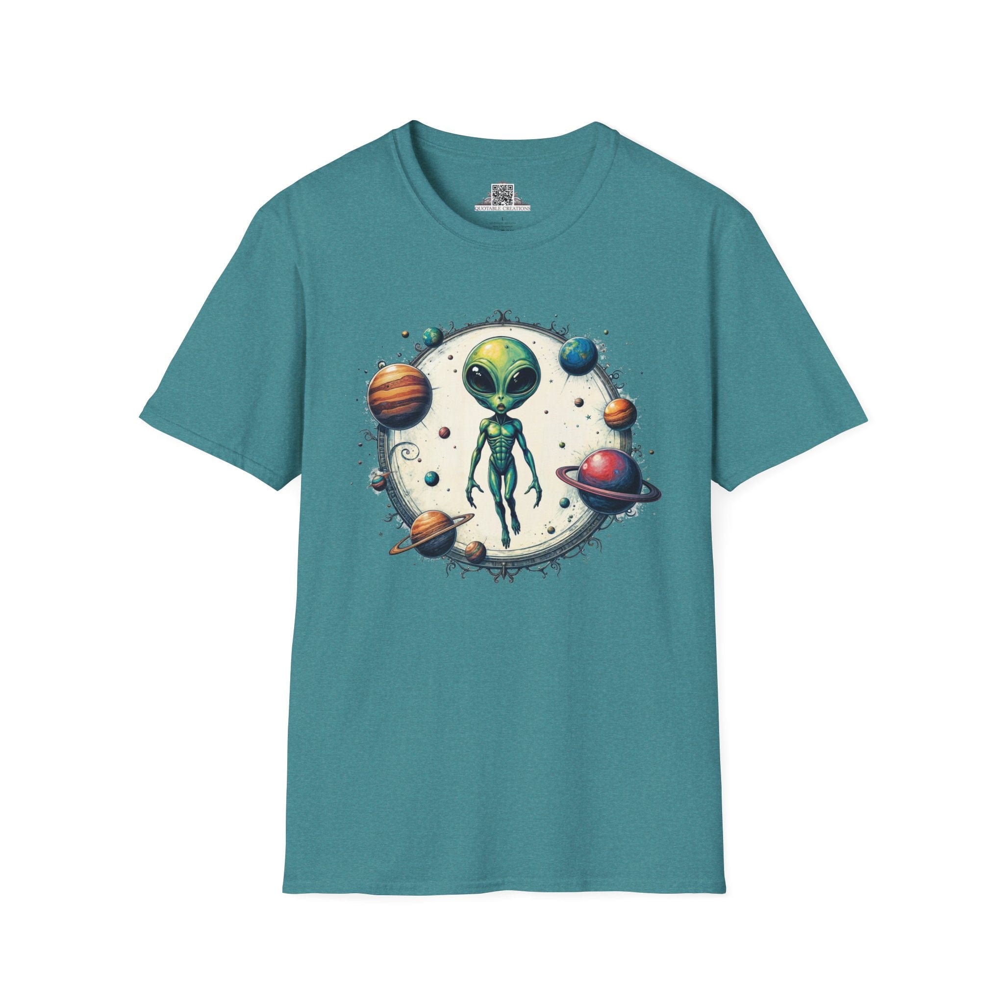Printify T-Shirt S / Heather Galapagos Blue T-Shirt - Lost in Space, But Finding Fun Everywhere! - Alien & Space