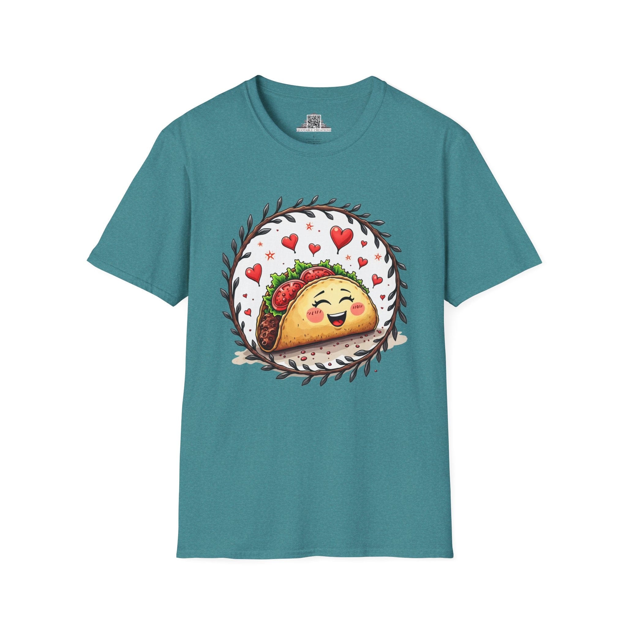 Printify T-Shirt S / Heather Galapagos Blue Taco 'Bout Love - Love & Fun T-Shirt
