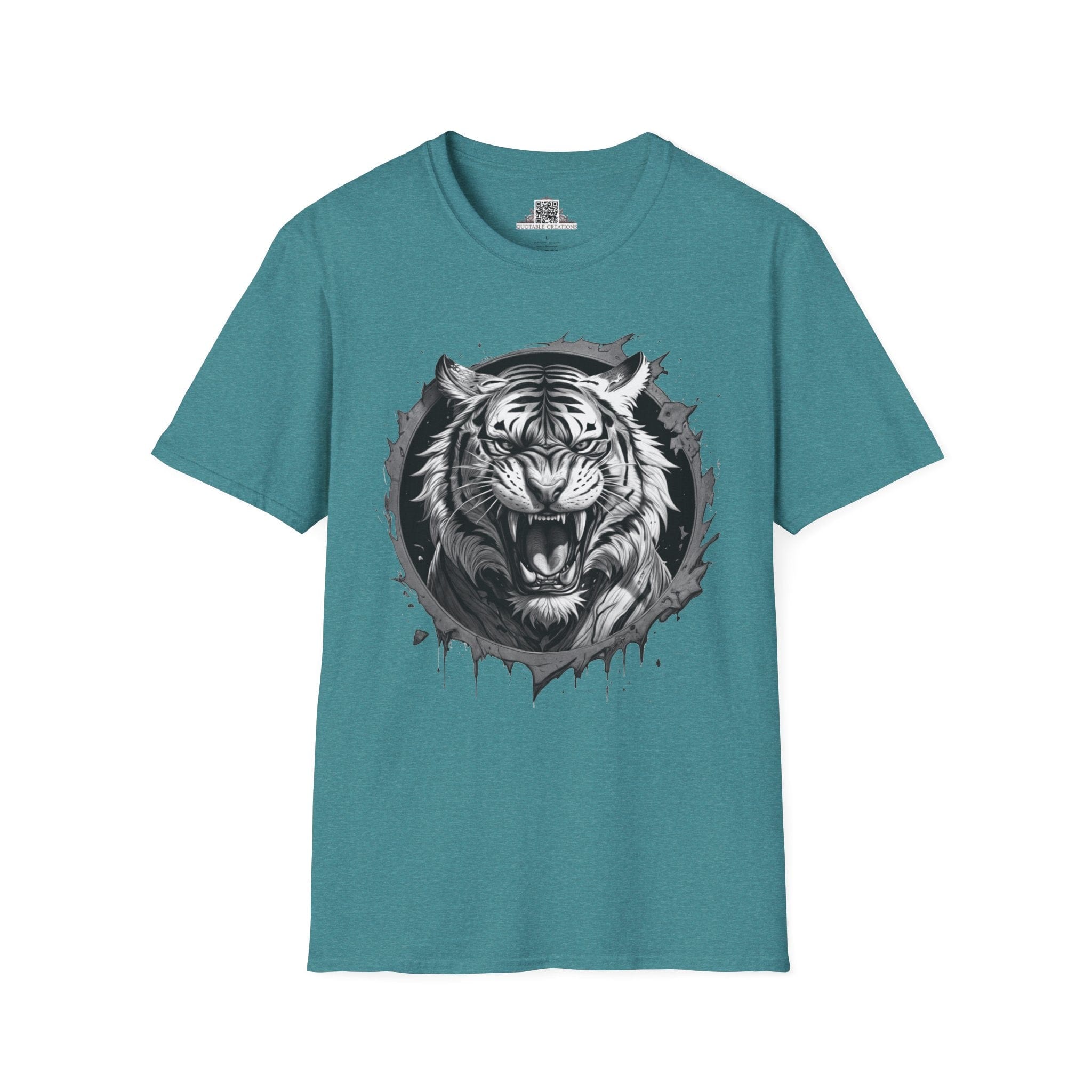Printify T-Shirt S / Heather Galapagos Blue Tiger Wild Motivation - T-Shirt