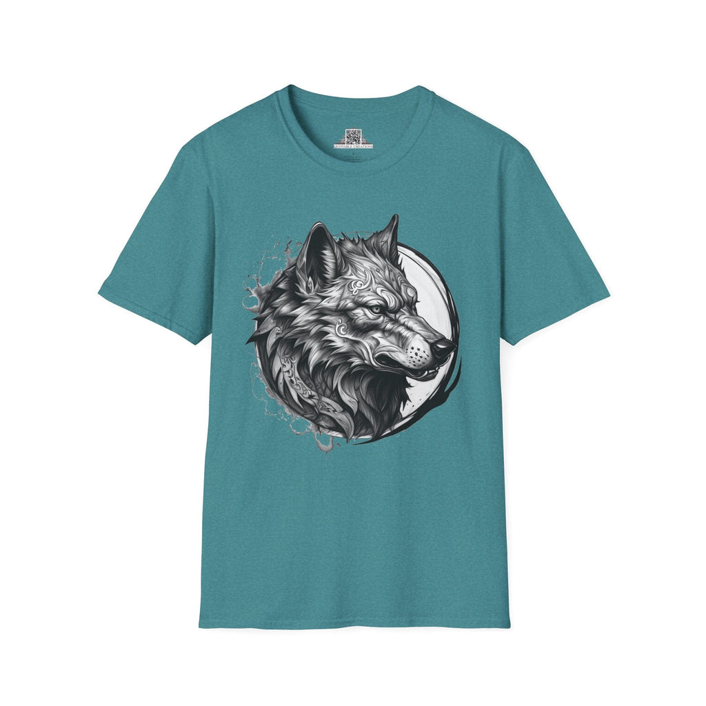 Printify T-Shirt S / Heather Galapagos Blue Wolf Wild Motivation - T-Shirt