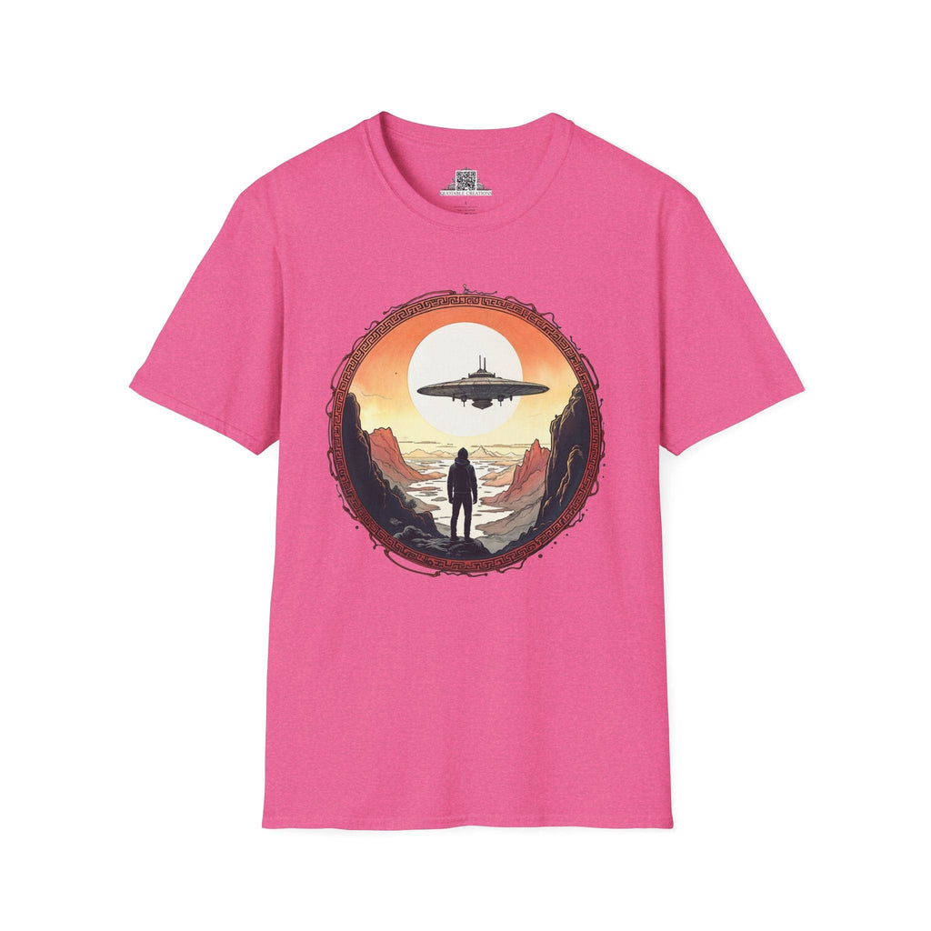 Printify T-Shirt S / Heather Heliconia I Believe UFO & Cosmic - T-Shirt