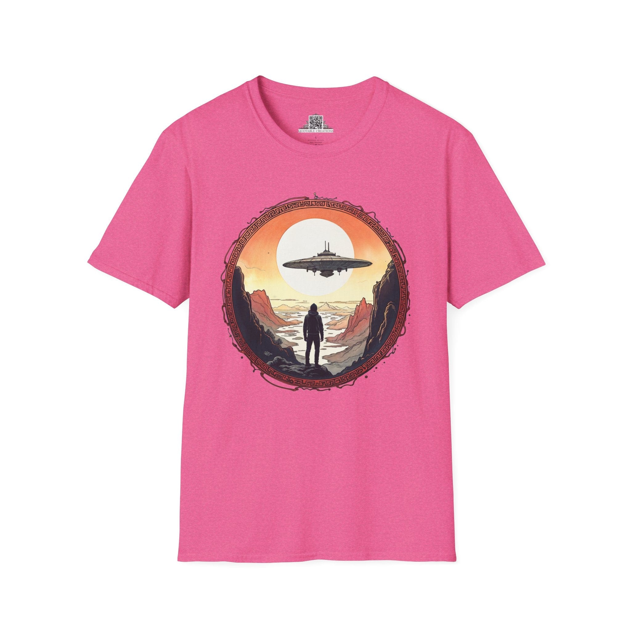 Printify T-Shirt S / Heather Heliconia I Believe UFO & Cosmic - T-Shirt