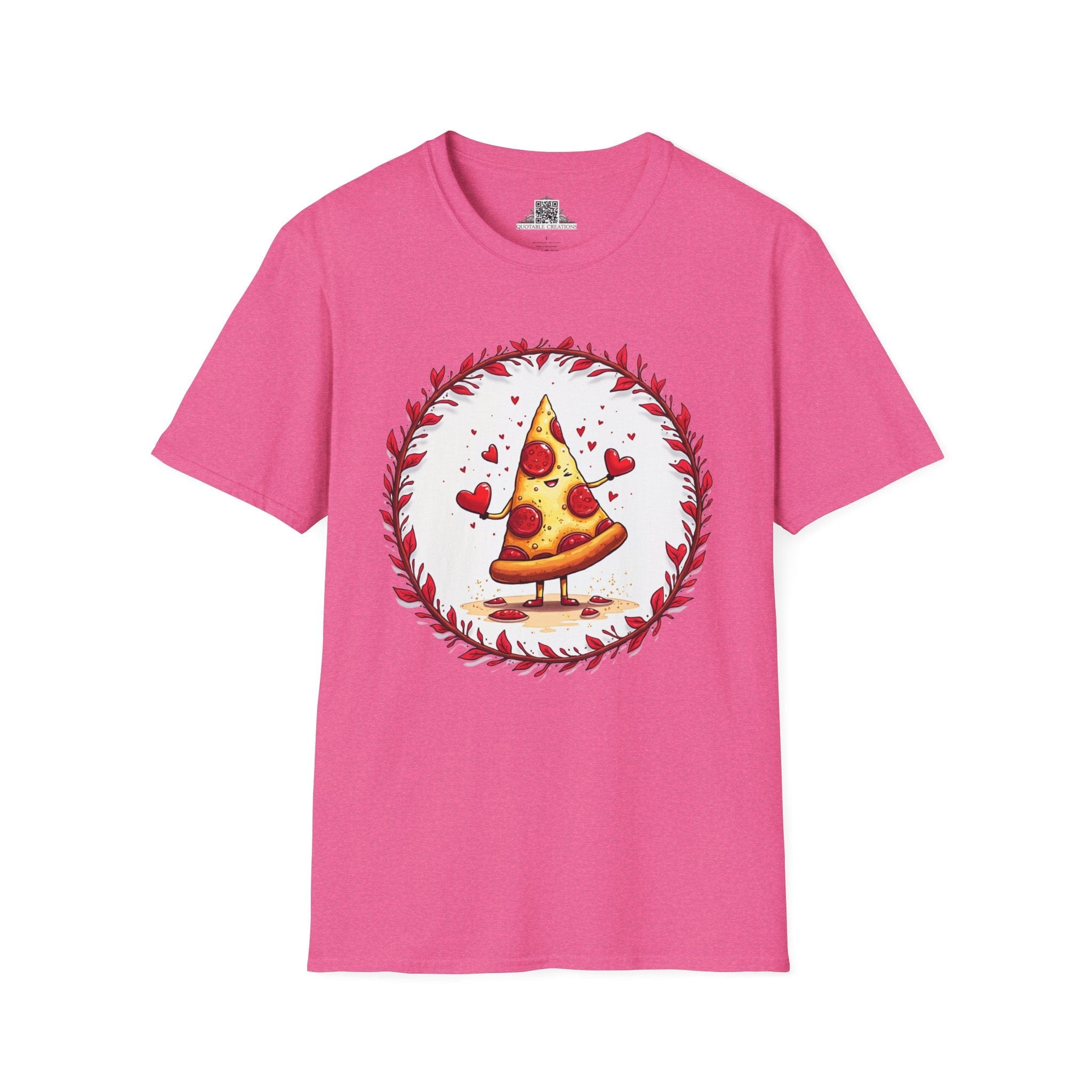 Printify T-Shirt S / Heather Heliconia Love at First Bite Pizza - Love & Fun T-Shirt