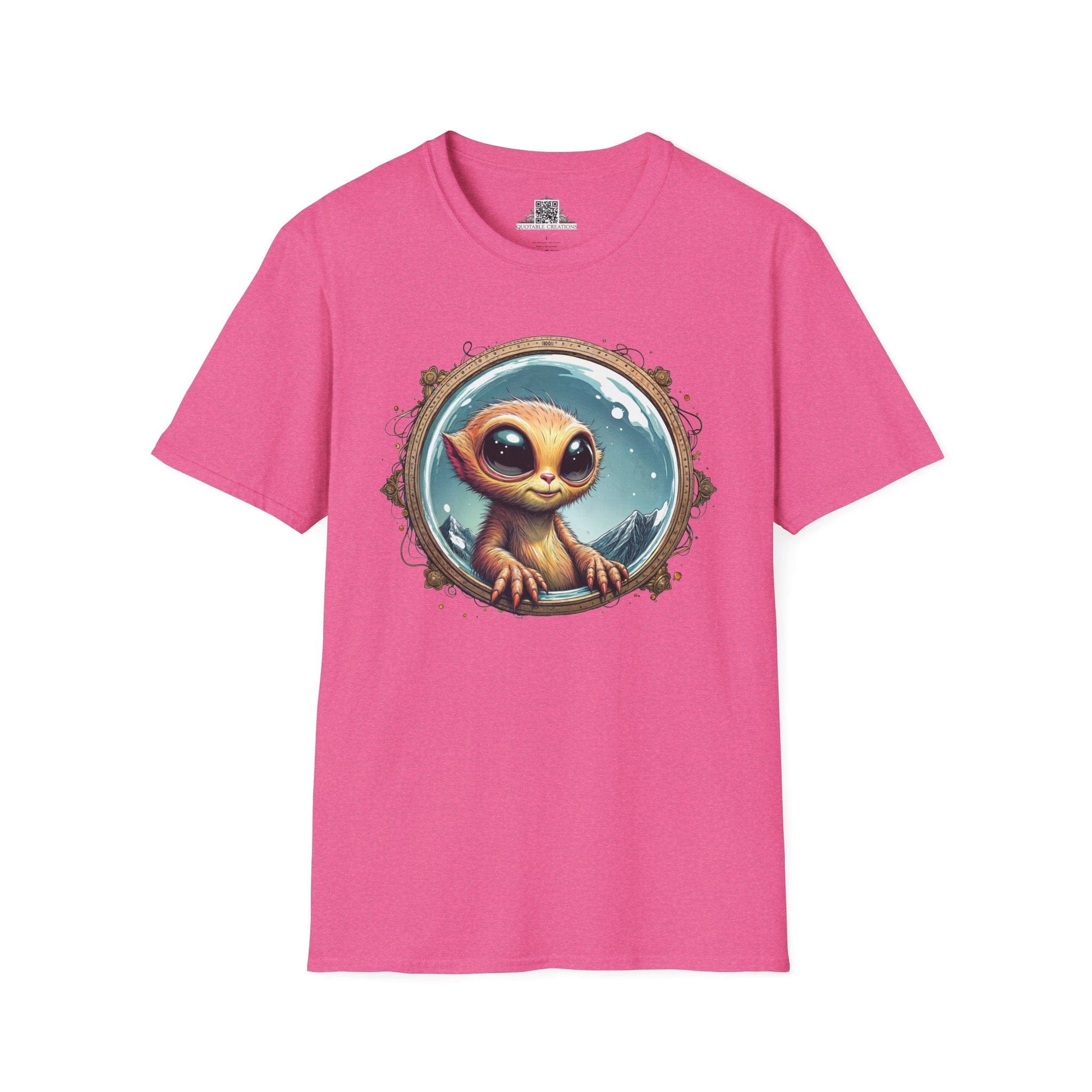 Printify T-Shirt S / Heather Heliconia T-Shirt - Earthlings are Strange, But We Embrace the Weird! - Alien & Space
