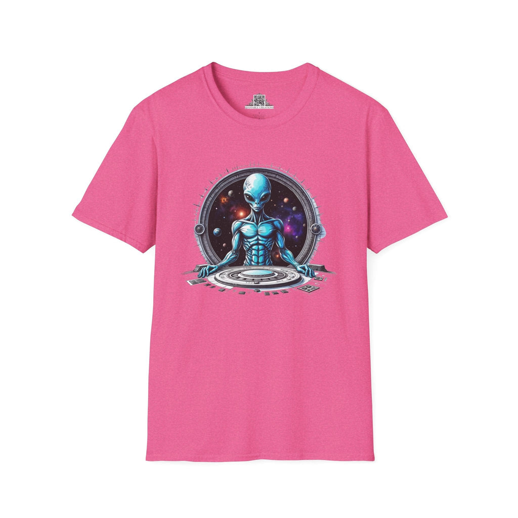 Printify T-Shirt S / Heather Heliconia T-Shirt - Galactic Traveler Ready for Cosmic Adventures! - Alien & Space