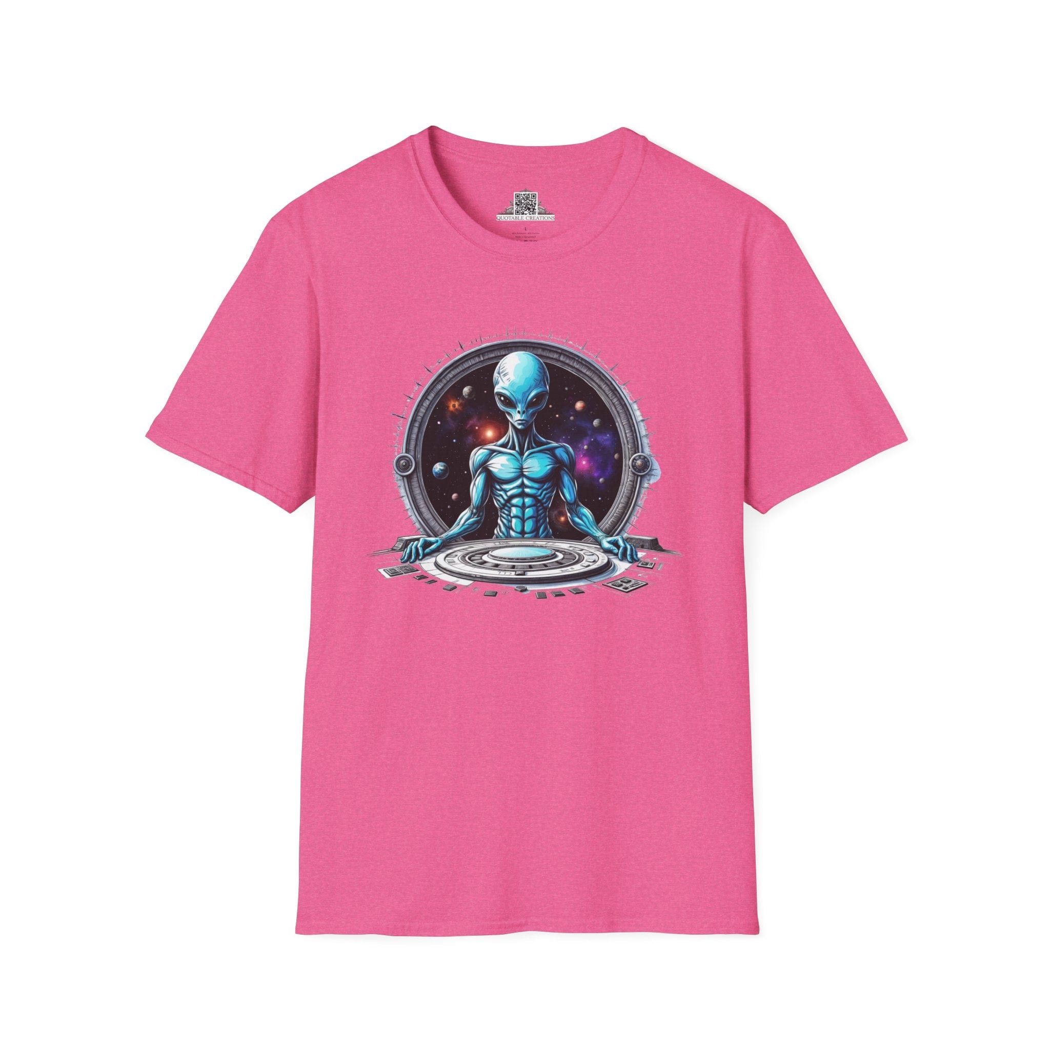 Printify T-Shirt S / Heather Heliconia T-Shirt - Galactic Traveler Ready for Cosmic Adventures! - Alien & Space