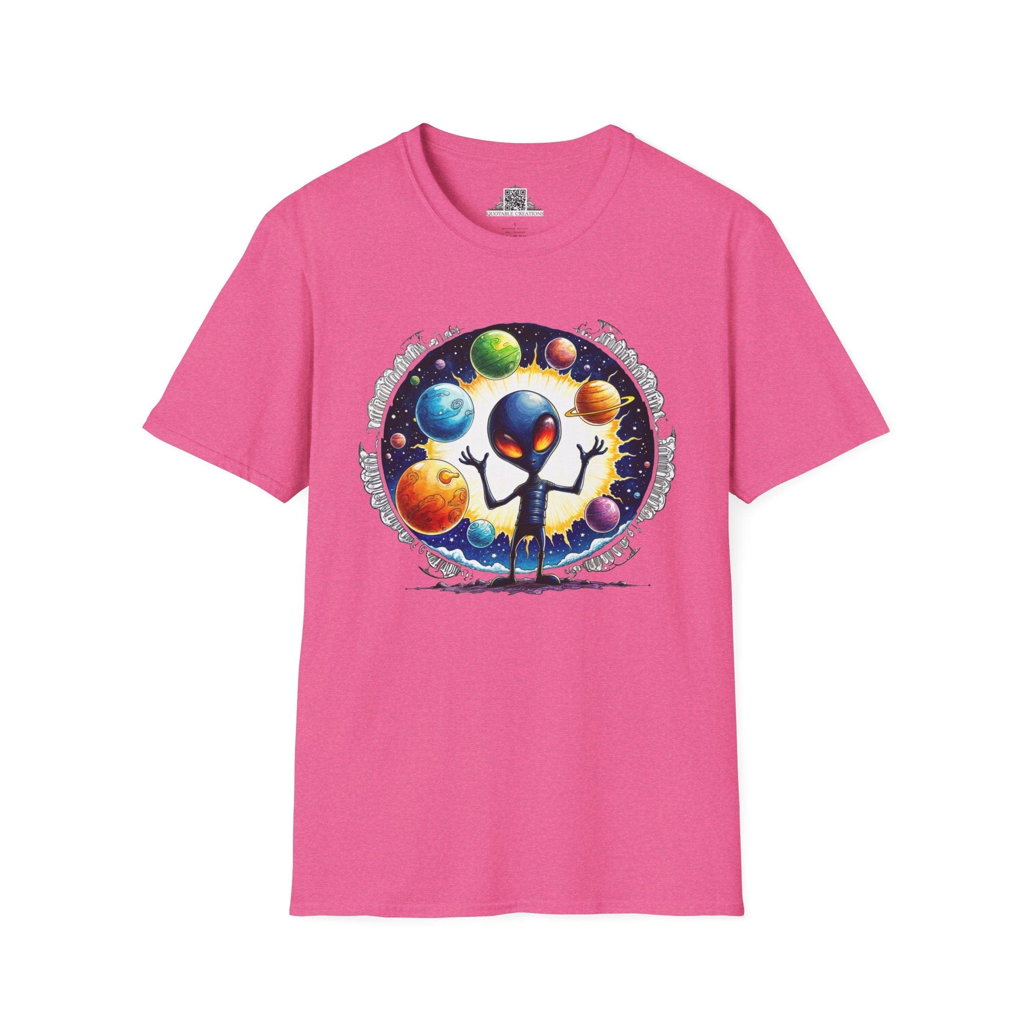 Printify T-Shirt S / Heather Heliconia T-Shirt - Out of This World Fun is Just a Star Jump Away! - Alien & Space