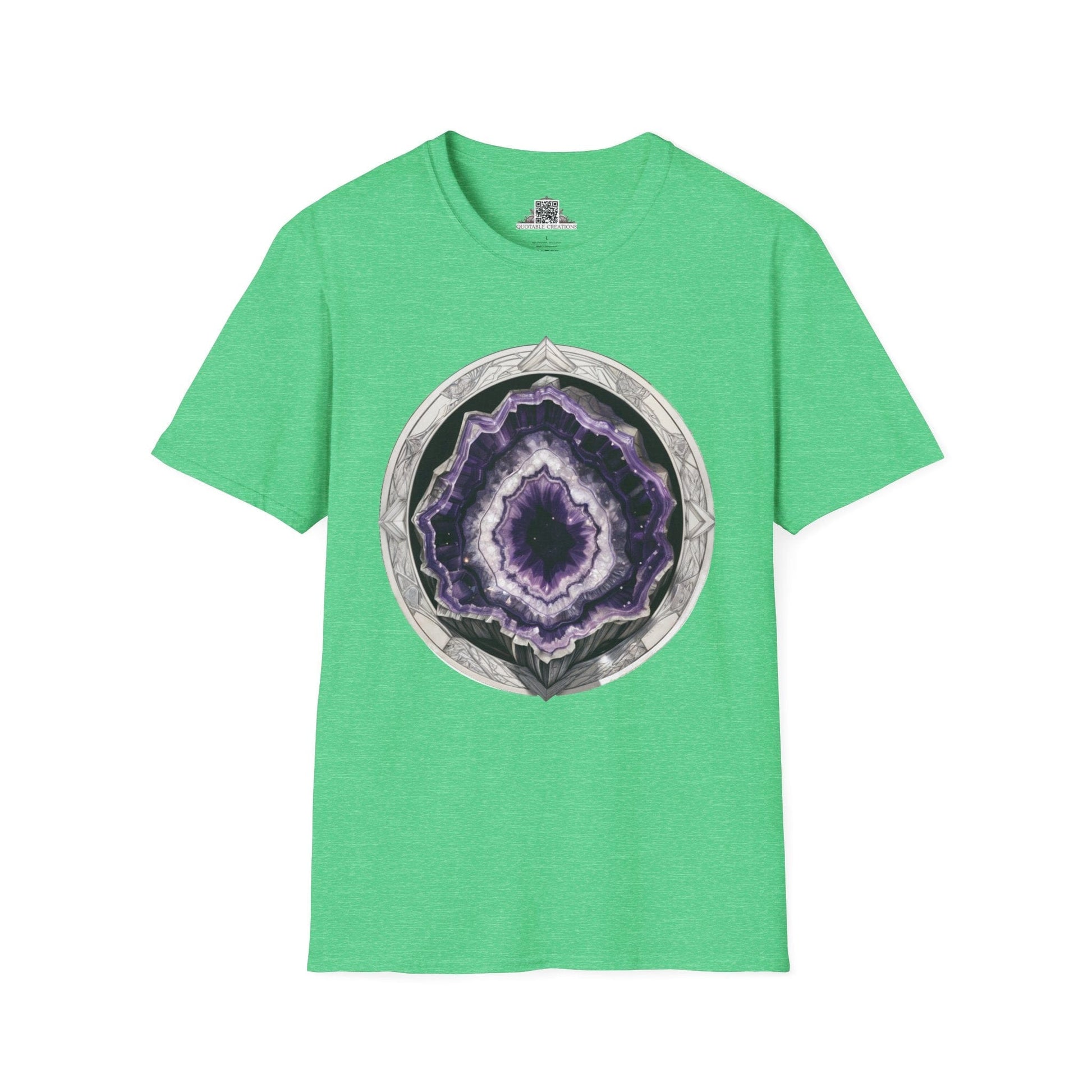 Printify T-Shirt S / Heather Irish Green Amethyst Crystals Gemstones - T-Shirt
