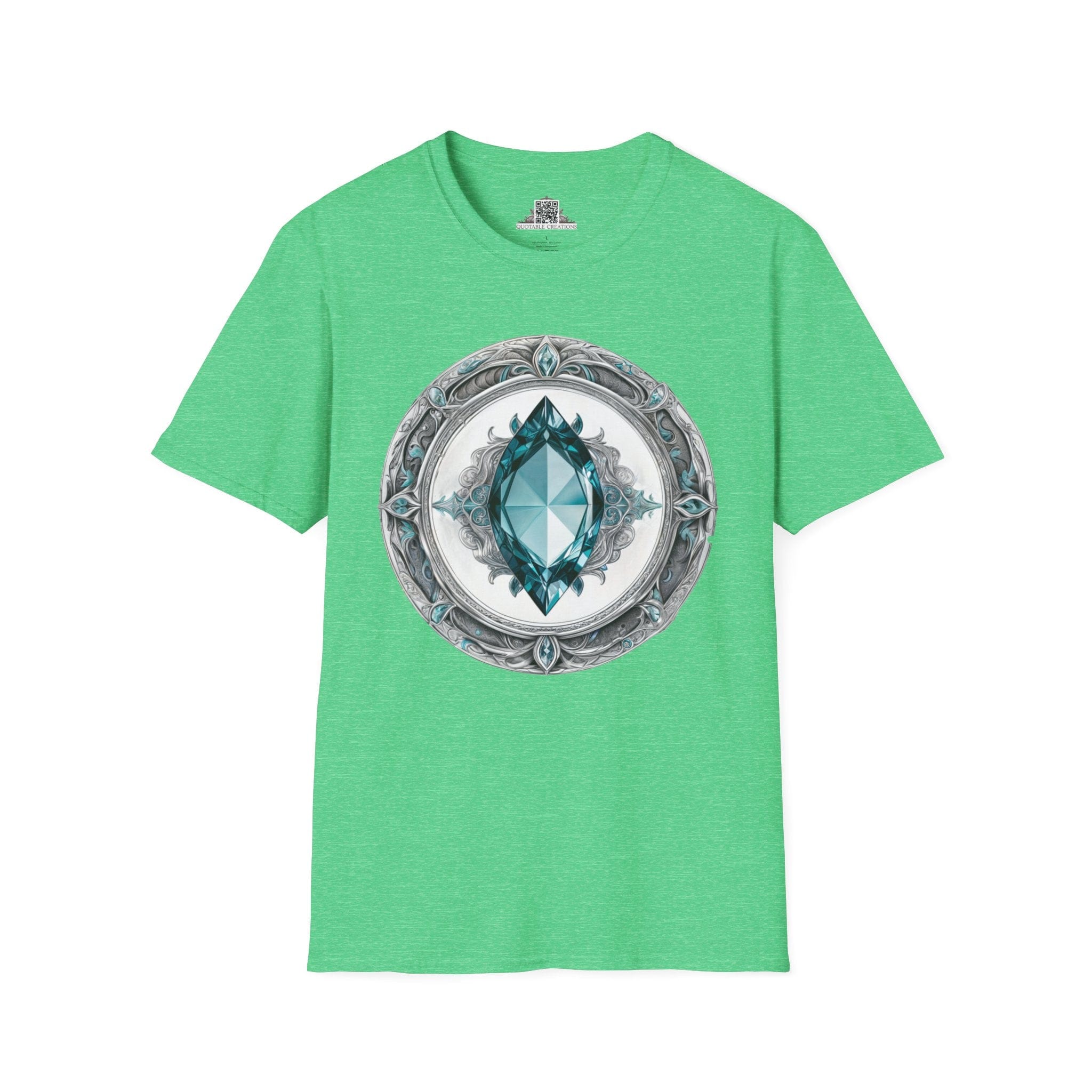 Printify T-Shirt S / Heather Irish Green Aquamarine Crystals Gemstones - T-Shirt