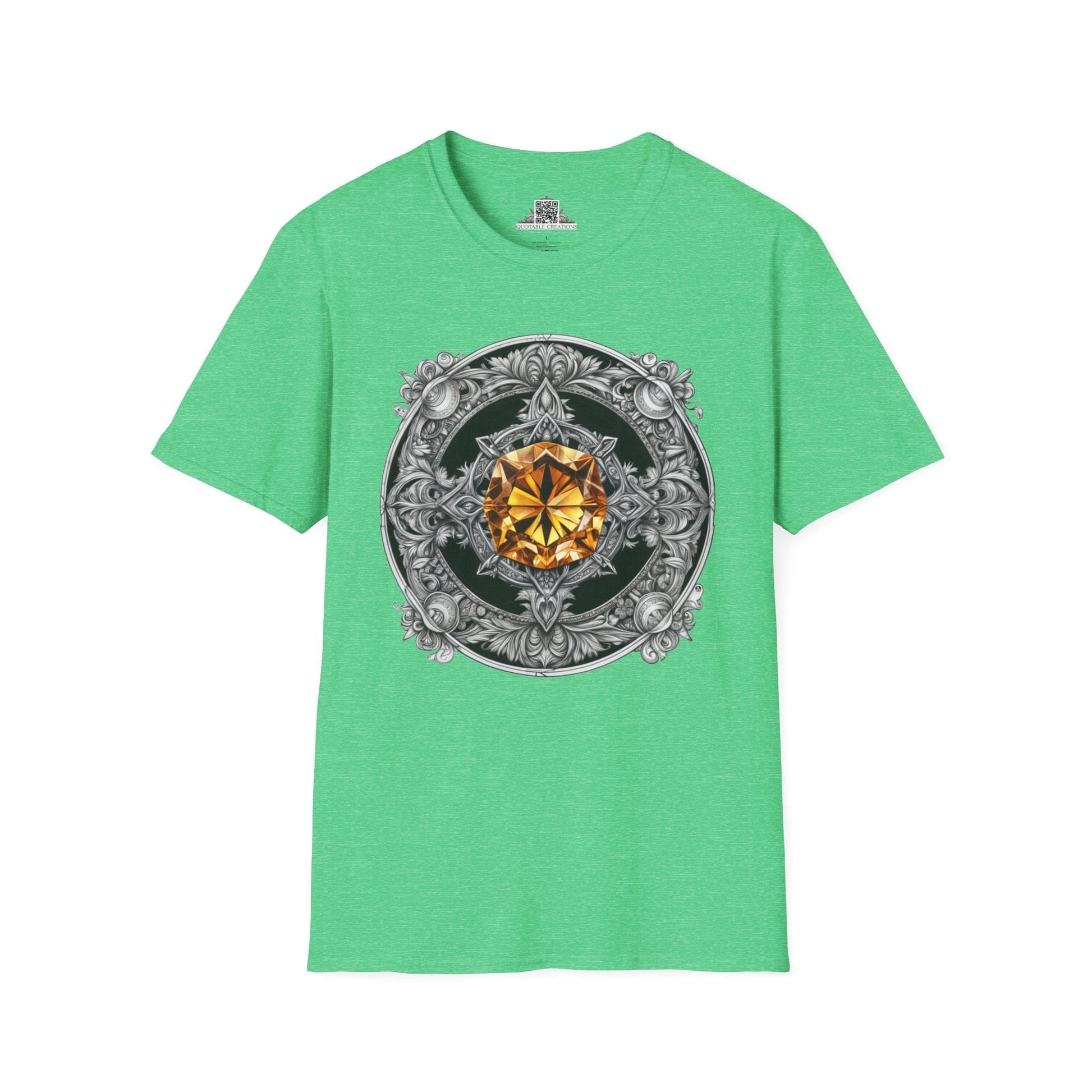 Printify T-Shirt S / Heather Irish Green Citrine Crystals Gemstones Unisex T-Shirt