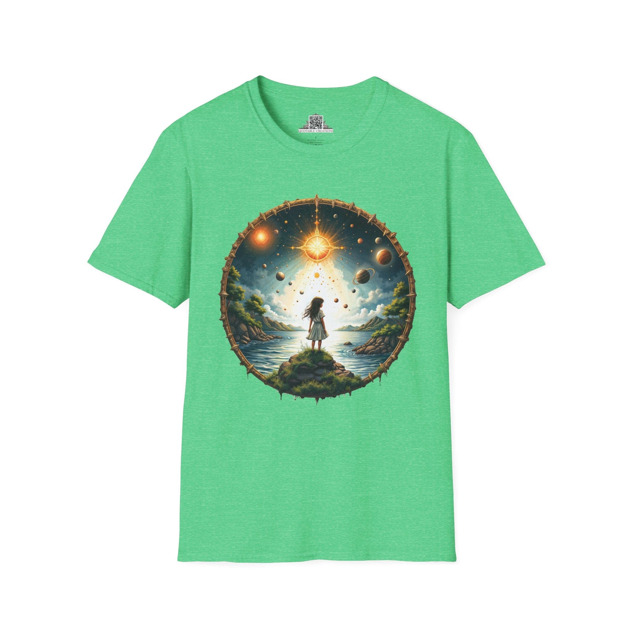 Printify T-Shirt S / Heather Irish Green Exploring the Final Frontier UFO & Cosmic - T-Shirt