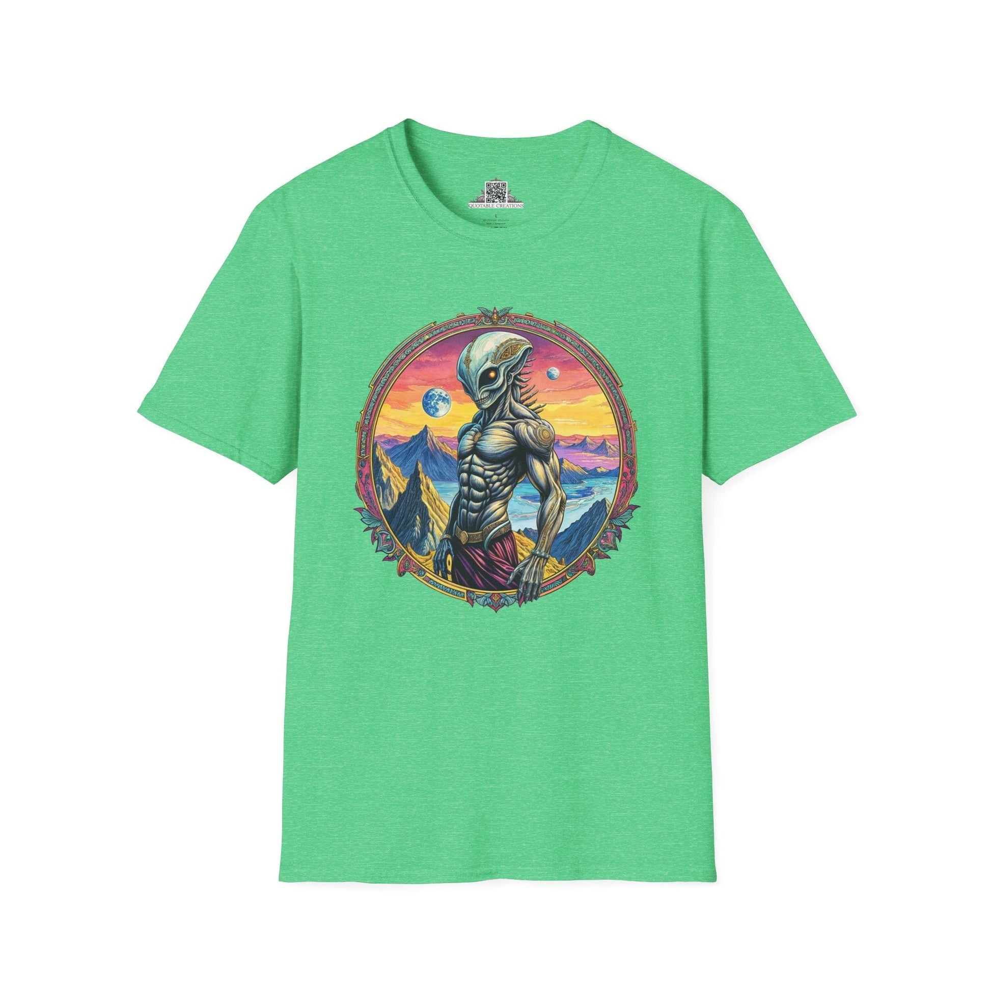 Printify T-Shirt S / Heather Irish Green T-Shirt - Adventures Beyond the Stars Await - Let’s Blast Off - Alien & Space