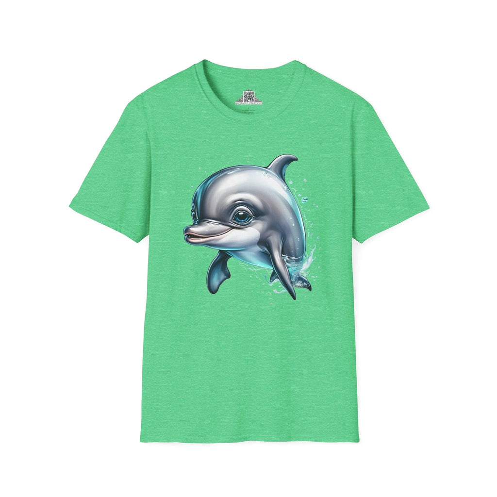 Printify T-Shirt S / Heather Irish Green T-Shirt - Baby Dolphin - Hyper Cute