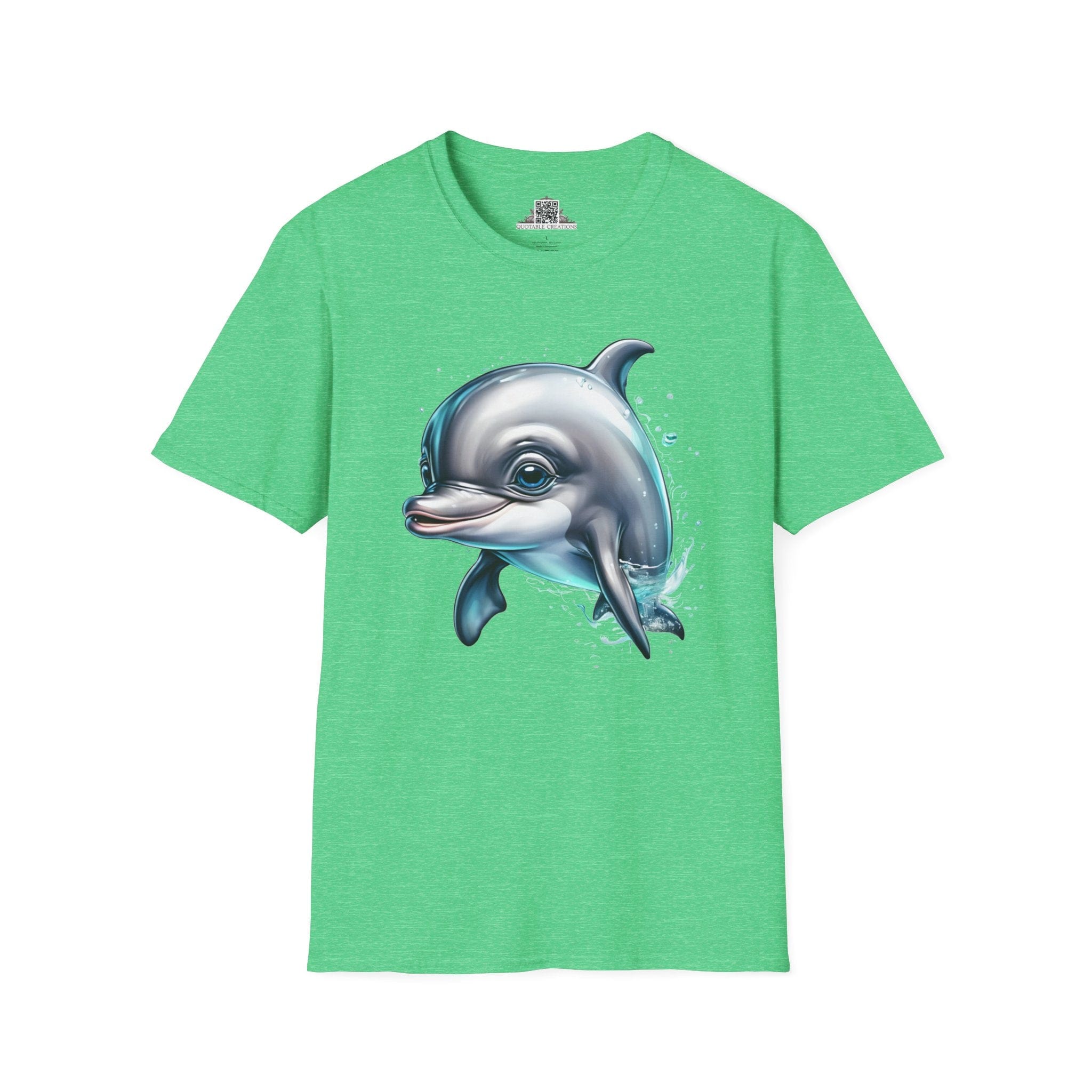 Printify T-Shirt S / Heather Irish Green T-Shirt - Baby Dolphin - Hyper Cute
