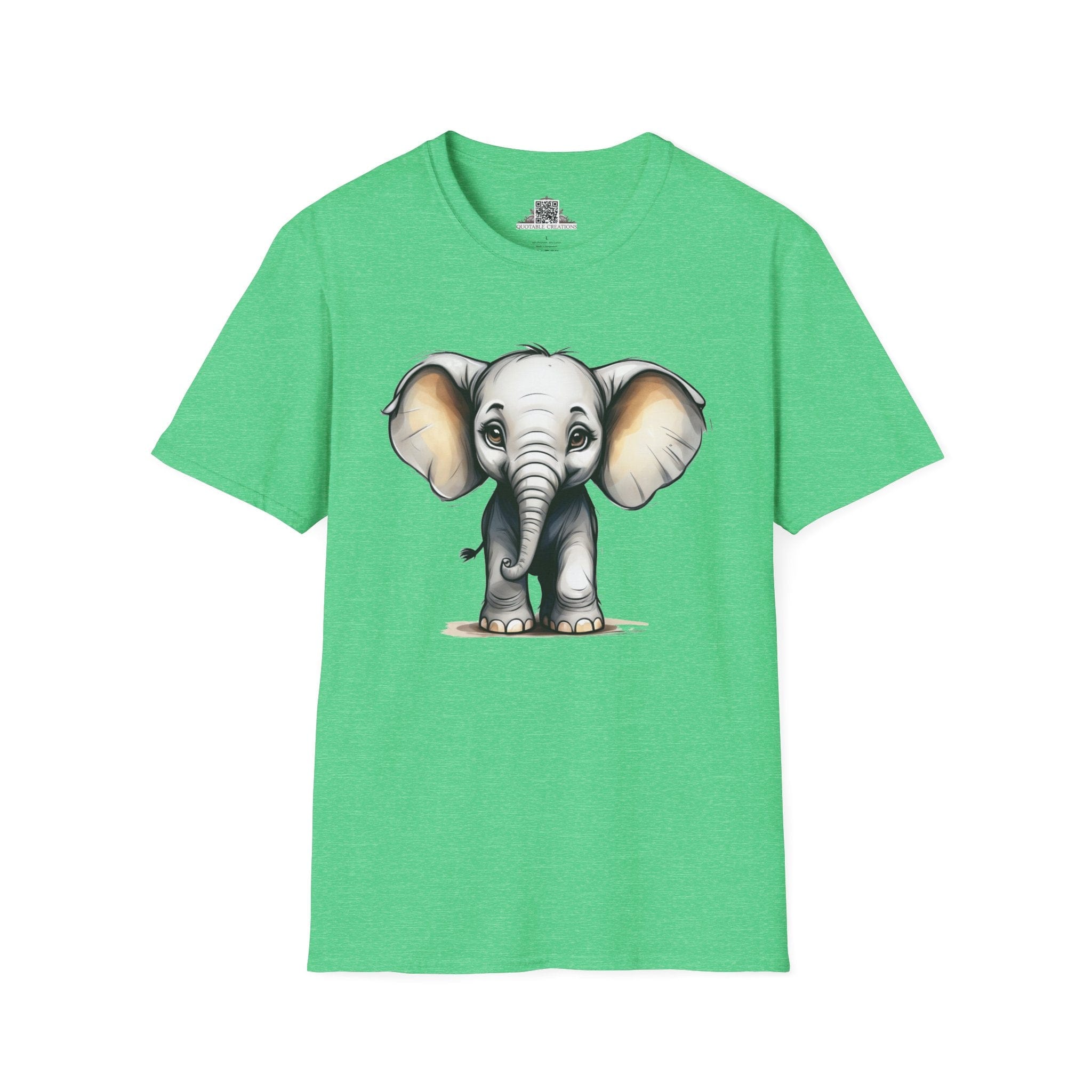 Printify T-Shirt S / Heather Irish Green T-Shirt - Baby Elephant - Hyper Cute