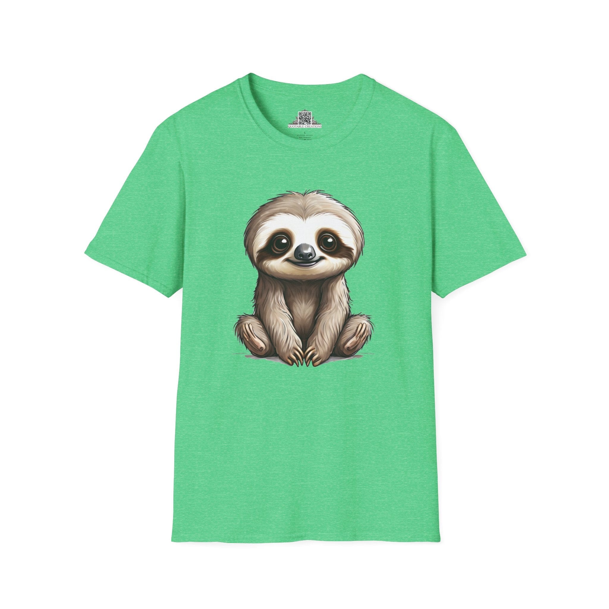 Printify T-Shirt S / Heather Irish Green T-Shirt - Baby Sloth - Hyper Cute