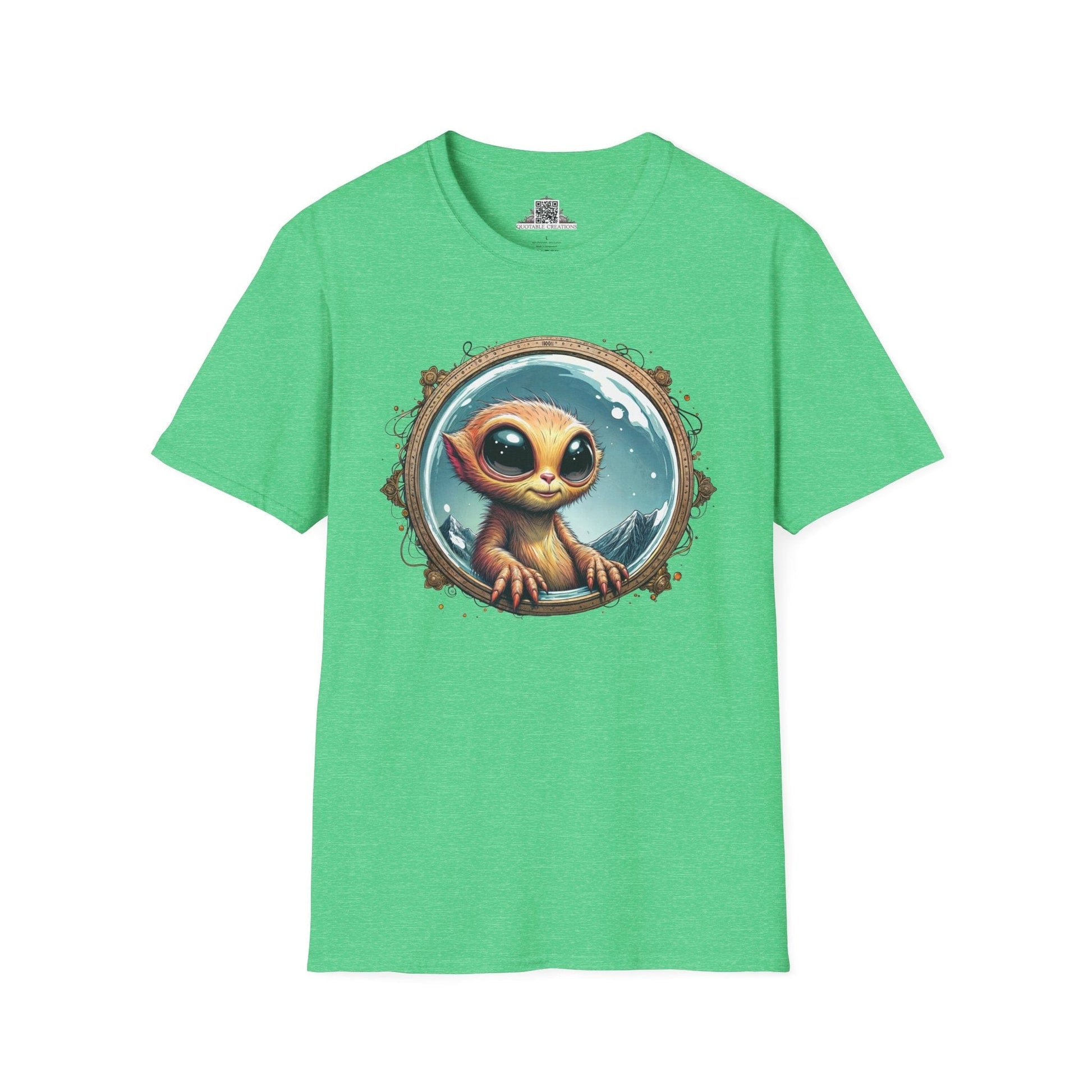 Printify T-Shirt S / Heather Irish Green T-Shirt - Earthlings are Strange, But We Embrace the Weird! - Alien & Space