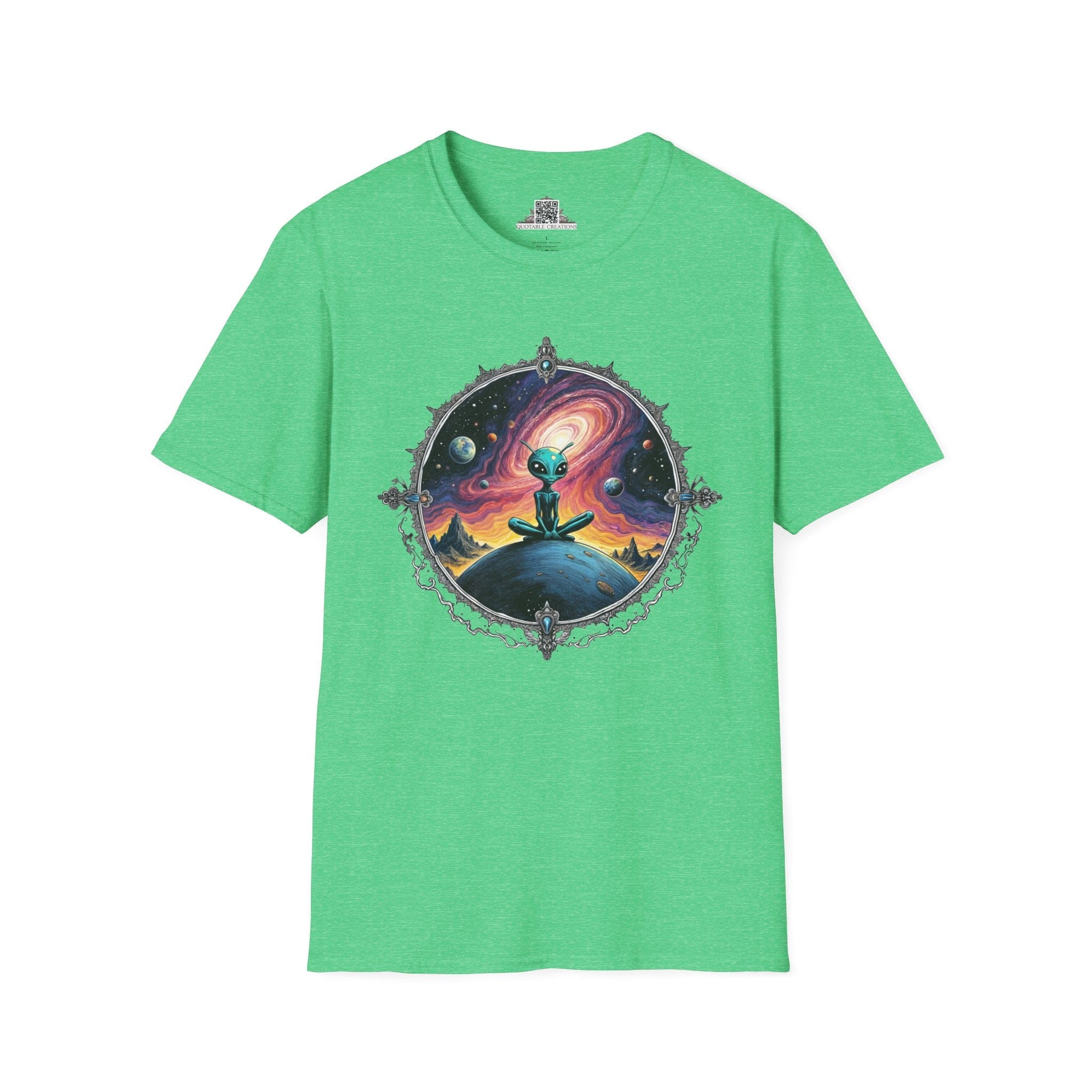 Printify T-Shirt S / Heather Irish Green T-Shirt - Exploring the Cosmos, One Planet at a Time! - Alien & Space