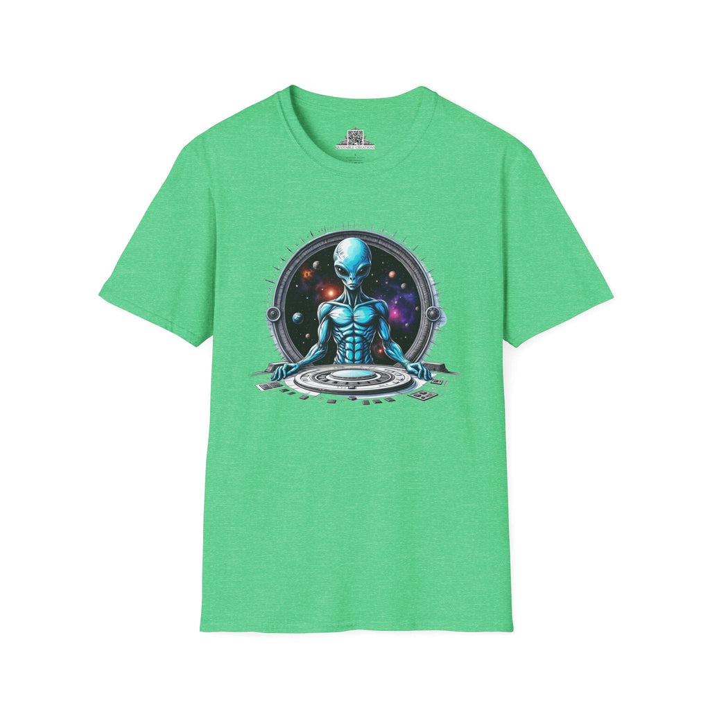 Printify T-Shirt S / Heather Irish Green T-Shirt - Galactic Traveler Ready for Cosmic Adventures! - Alien & Space