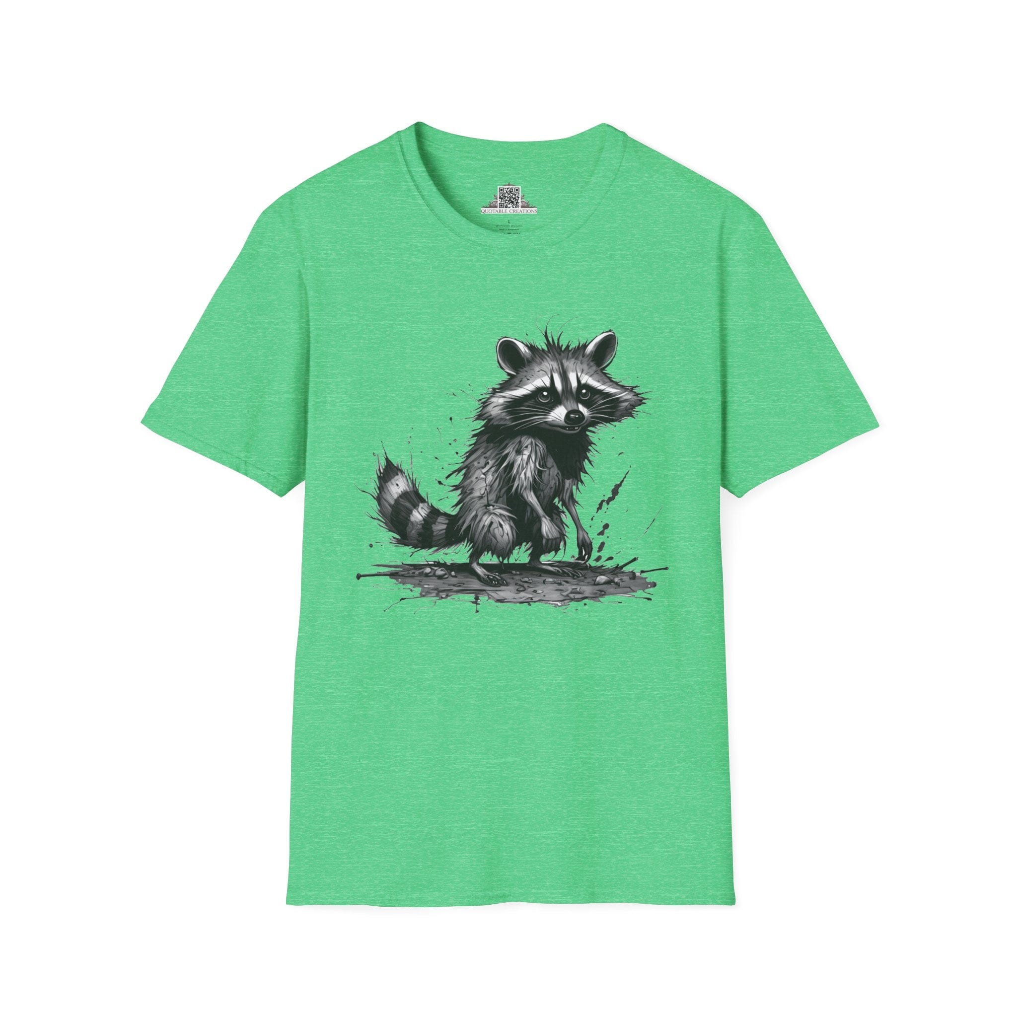Printify T-Shirt S / Heather Irish Green T-Shirt - I'm Fine Raccoon - Everything's Fine