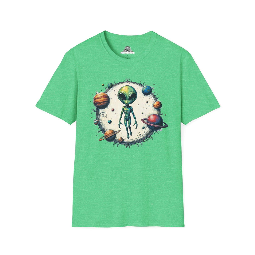 Printify T-Shirt S / Heather Irish Green T-Shirt - Lost in Space, But Finding Fun Everywhere! - Alien & Space