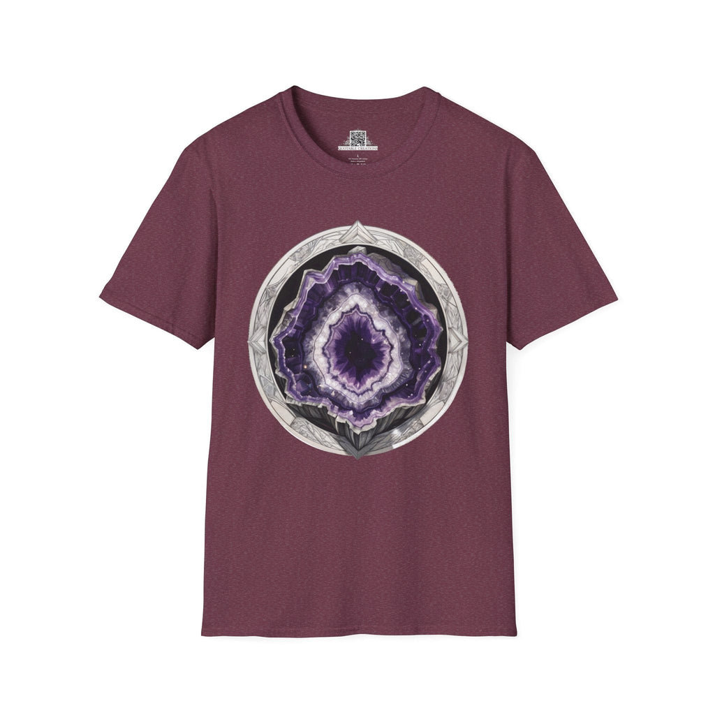 Printify T-Shirt S / Heather Maroon Amethyst Crystals Gemstones - T-Shirt