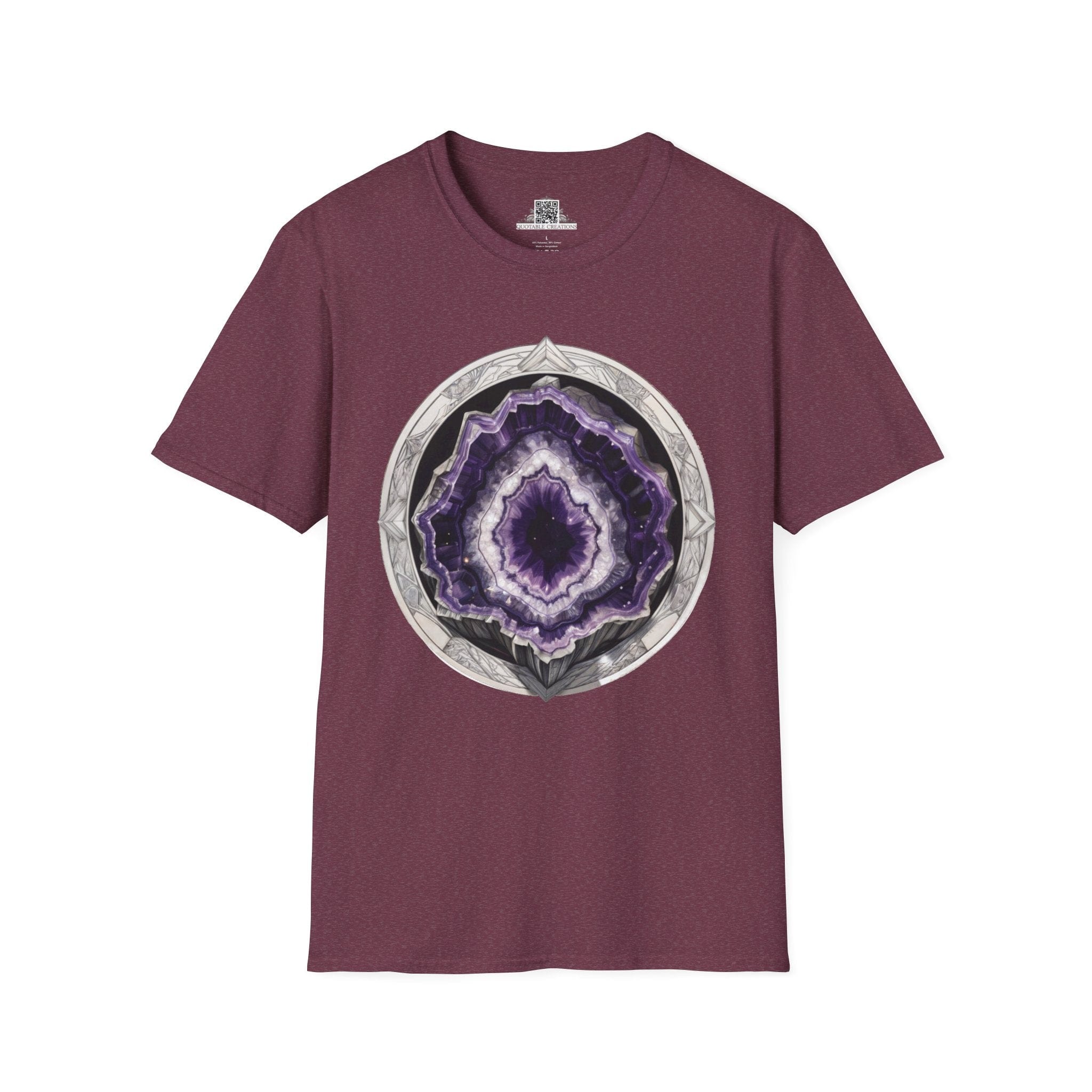 Printify T-Shirt S / Heather Maroon Amethyst Crystals Gemstones - T-Shirt