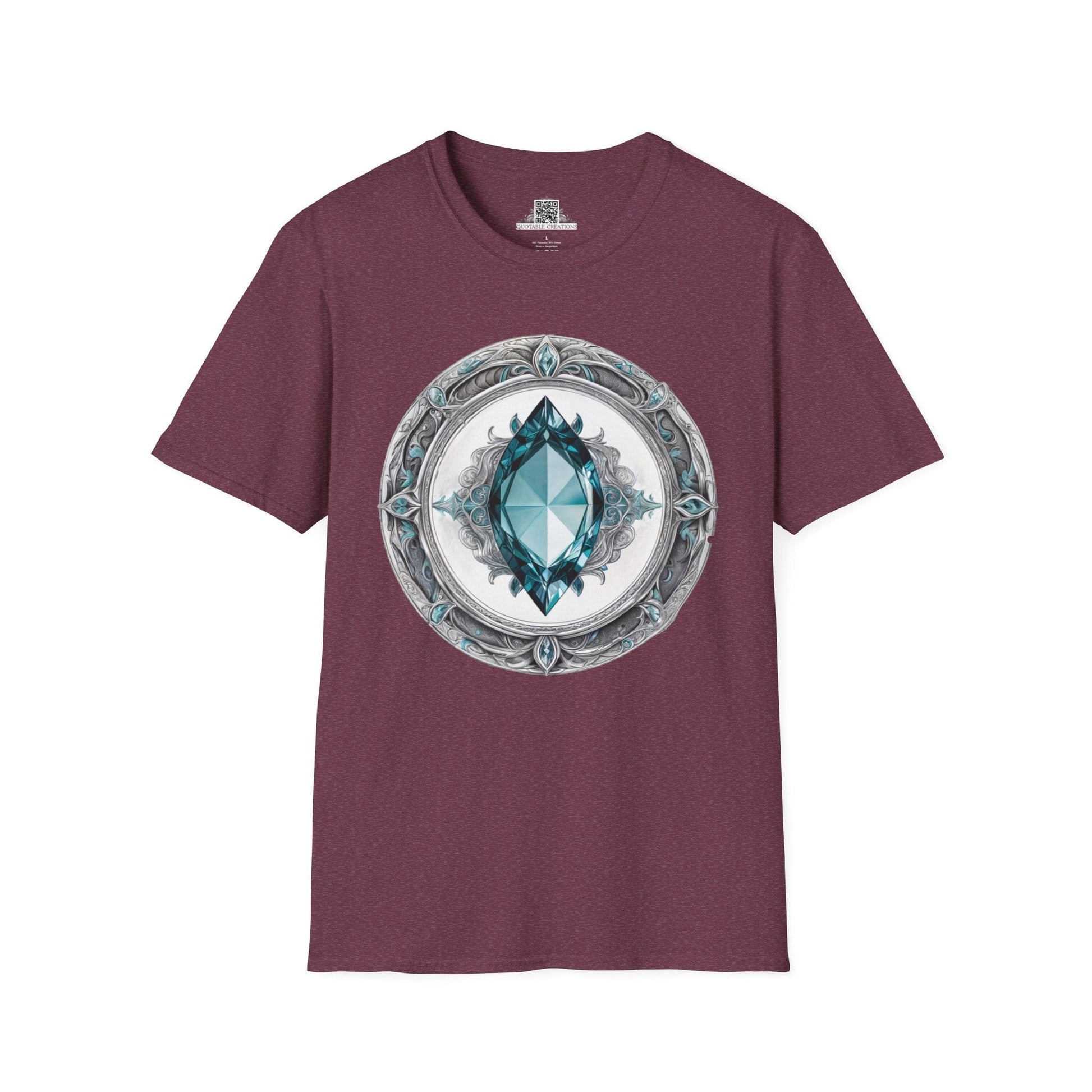 Printify T-Shirt S / Heather Maroon Aquamarine Crystals Gemstones - T-Shirt