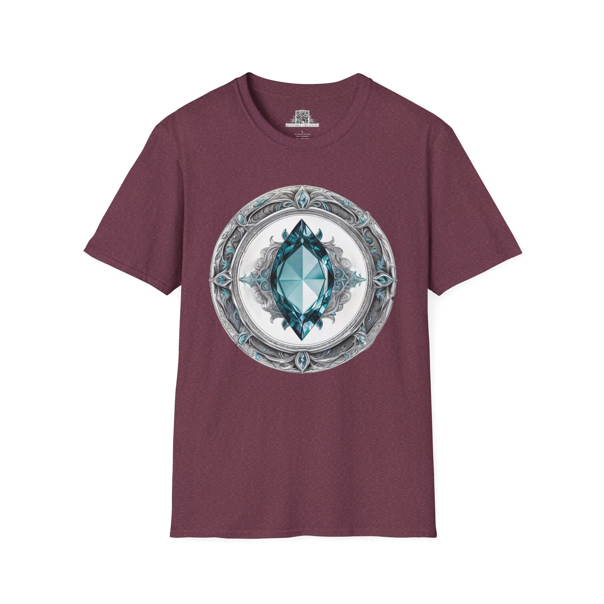 Printify T-Shirt S / Heather Maroon Aquamarine Crystals Gemstones - T-Shirt