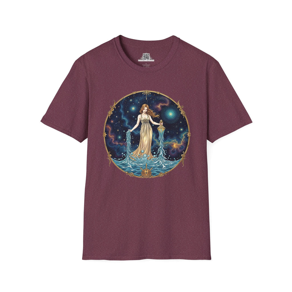 Printify T-Shirt S / Heather Maroon Aquarius Zodiac Astrology - T-Shirt