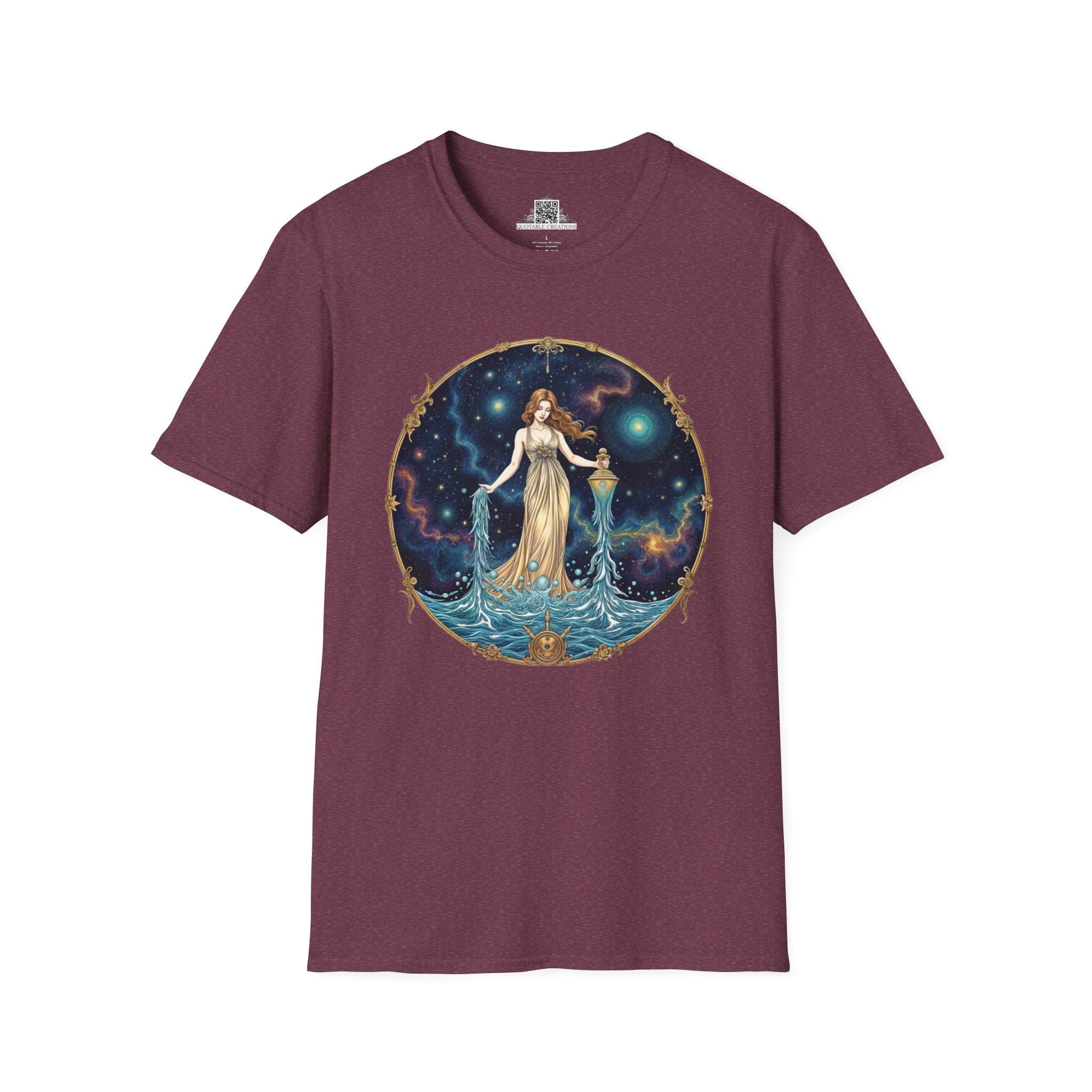 Printify T-Shirt S / Heather Maroon Aquarius Zodiac Astrology - T-Shirt
