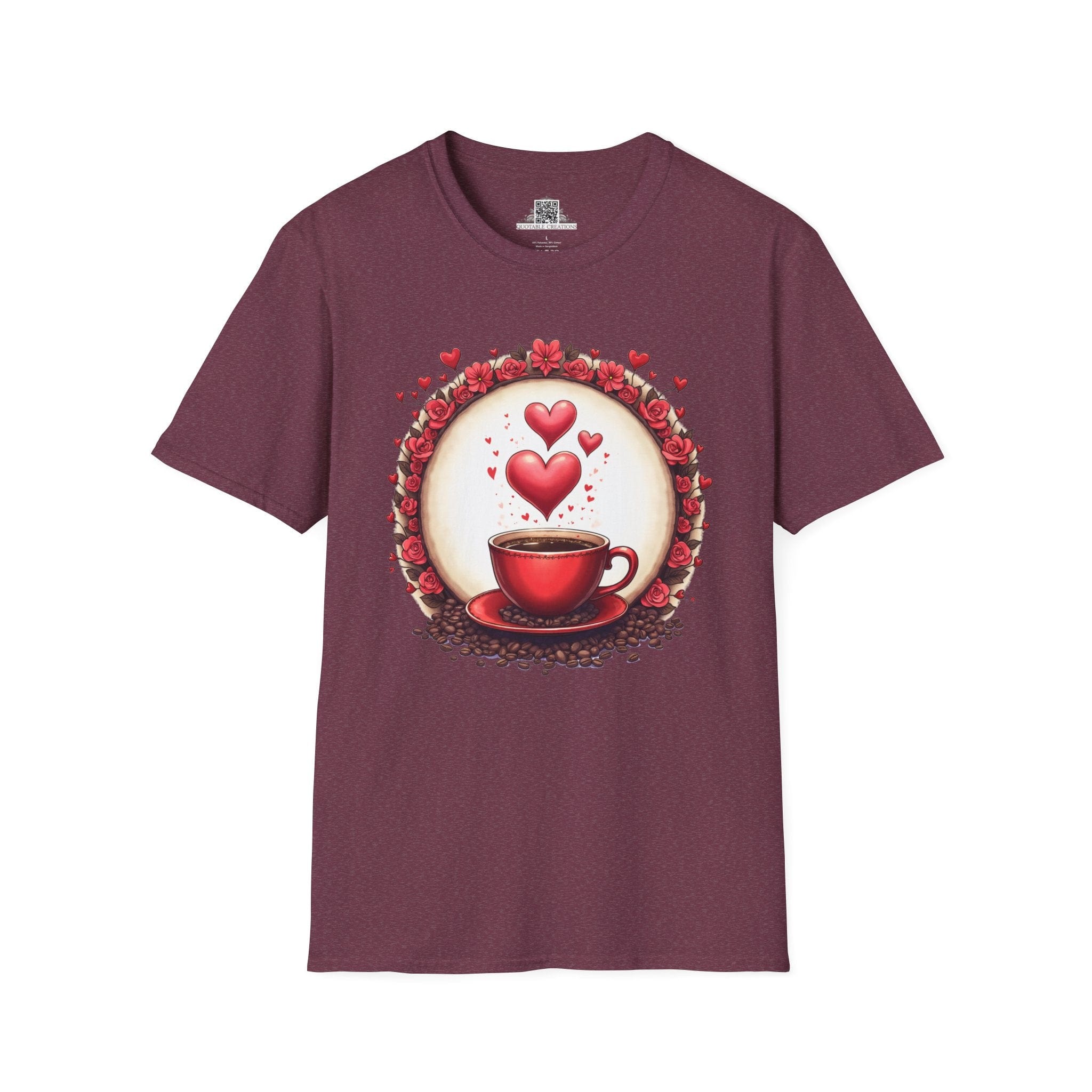 Printify T-Shirt S / Heather Maroon Brew-tiful Love Coffee - Love & Fun T-Shirt