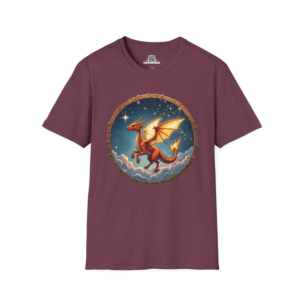 Printify T-Shirt S / Heather Maroon Celestial Flame - Dragons & Magic T-Shirt