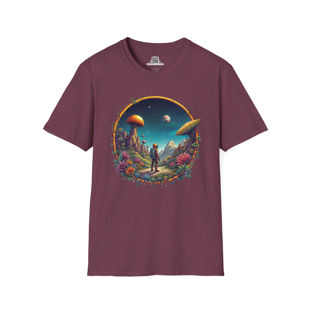 Printify T-Shirt S / Heather Maroon Cosmic Explorer UFO & Cosmic - T-Shirt
