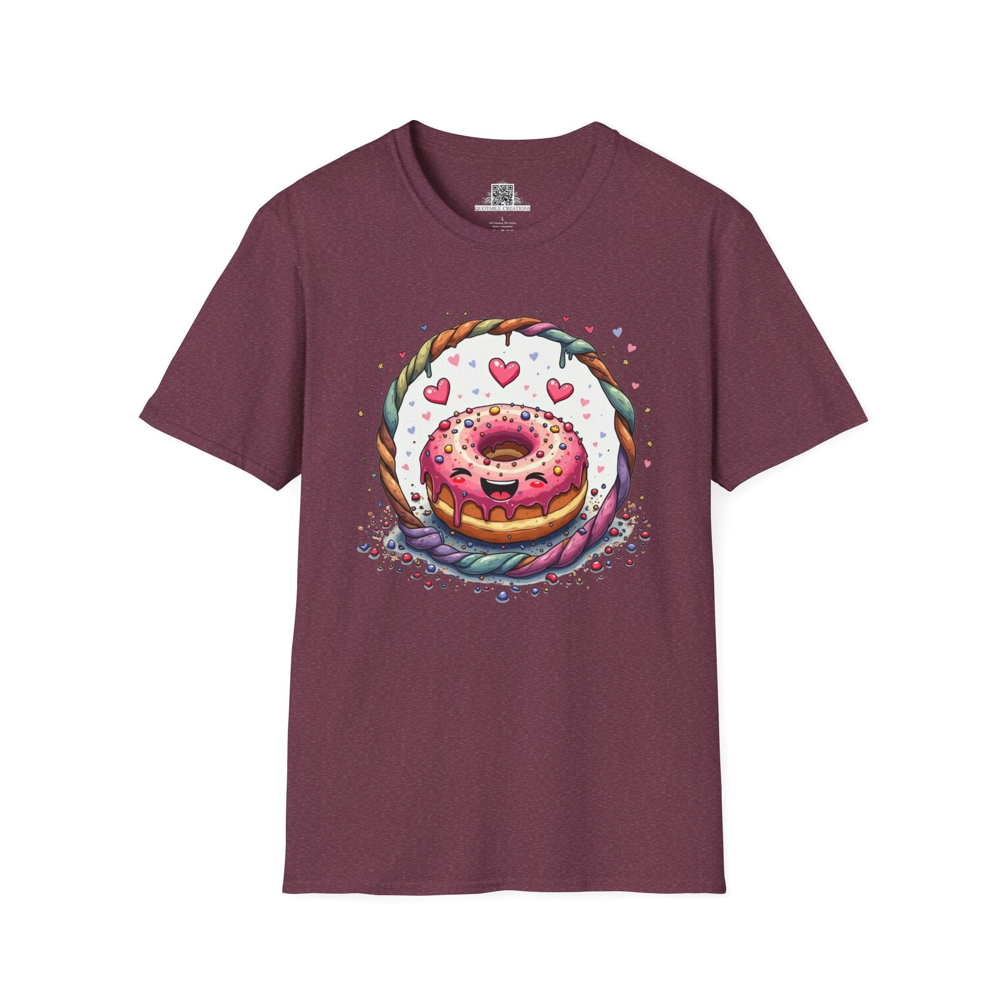 Printify T-Shirt S / Heather Maroon Donut Worry - Love & Fun T-Shirt
