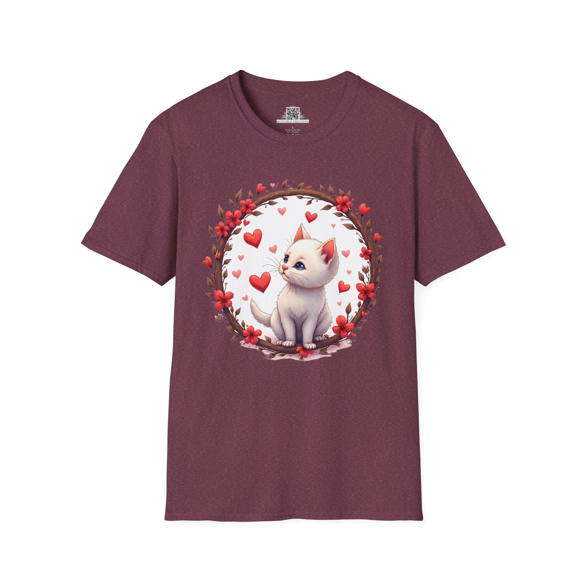 Printify T-Shirt S / Heather Maroon Fur-ever Love Kitten - Love & Fun T-Shirt