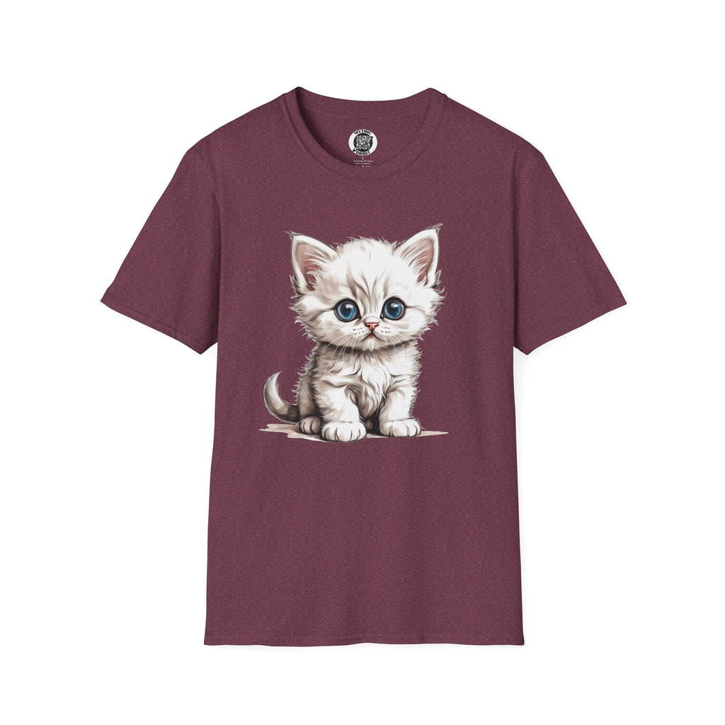 Printify T-Shirt S / Heather Maroon Kitten Baby - Hyper Cute T-Shirt