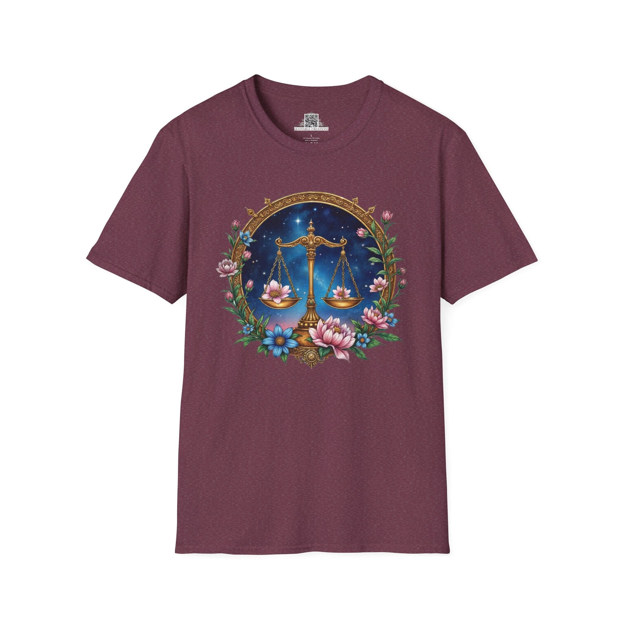 Printify T-Shirt S / Heather Maroon Libra Zodiac & Astrology - T-Shirt