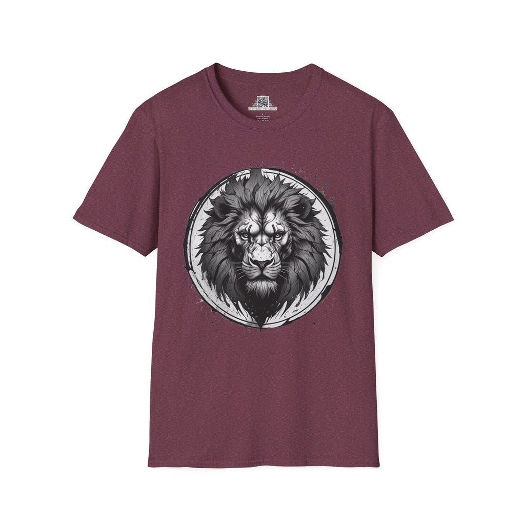Printify T-Shirt S / Heather Maroon Lion Stare Wild Power - T-Shirt