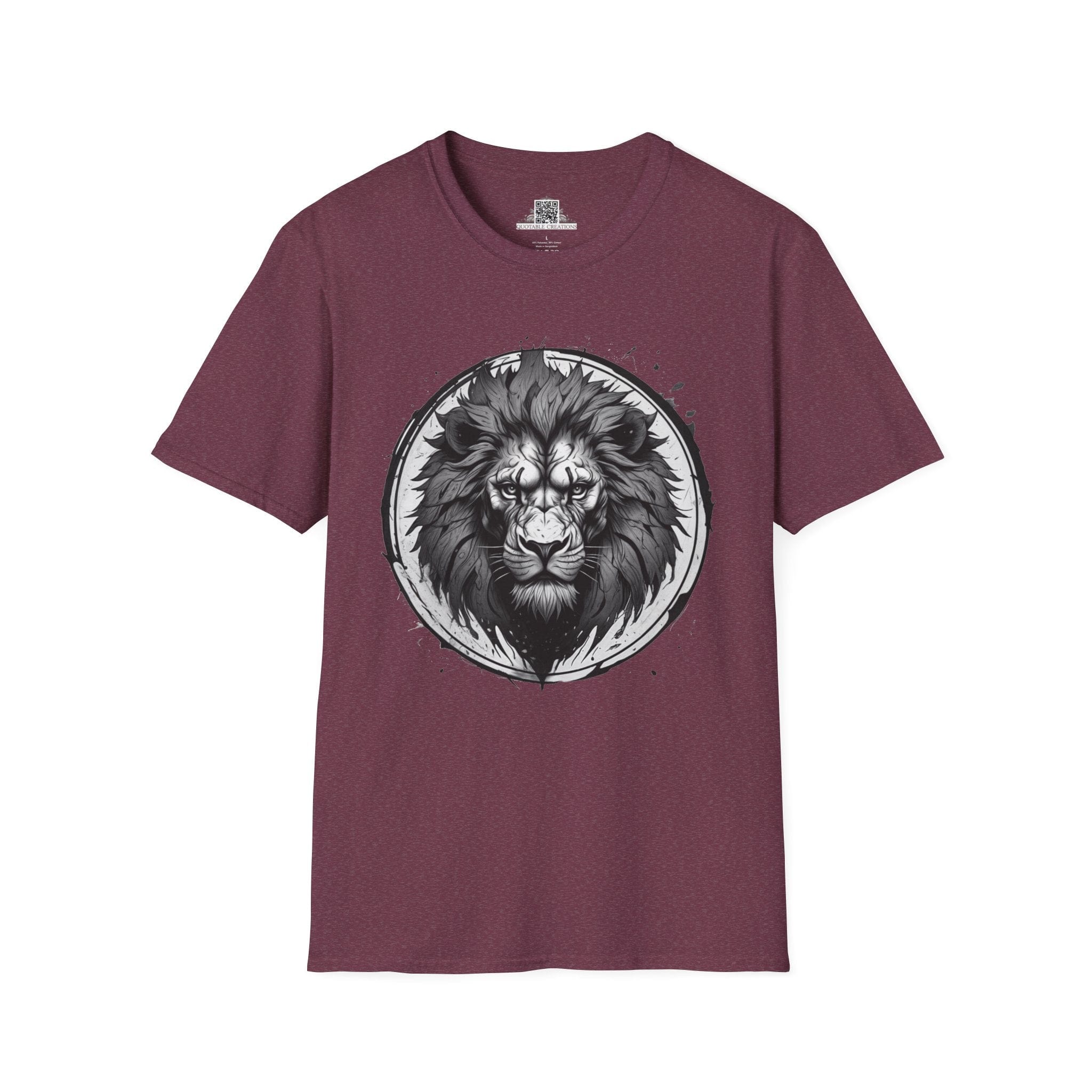 Printify T-Shirt S / Heather Maroon Lion Stare Wild Power - T-Shirt